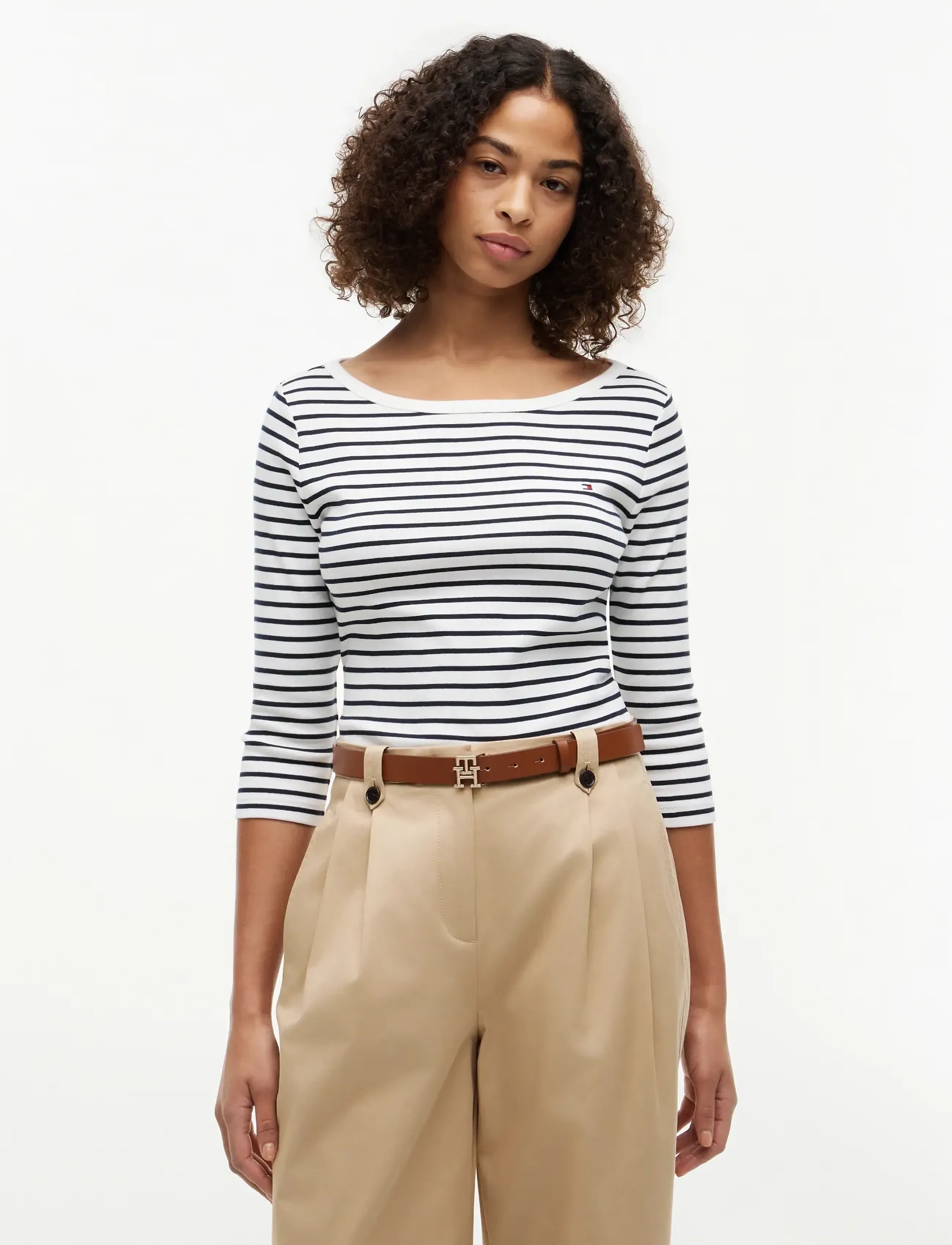 Tommy Hilfiger CODY BOAT-NK 3/4 SLV TEE - Tommy Hilfiger - BRETON STRIPE ECRU DARK NIGHT NAVY / navy