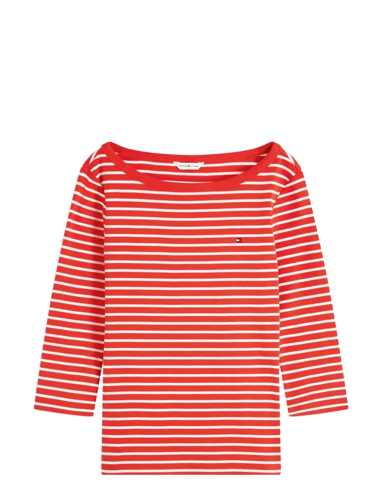 Tommy Hilfiger CODY BOAT-NK 3/4 SLV TEE - Clothing - BRETON FIRE RED   ECRU STP / red