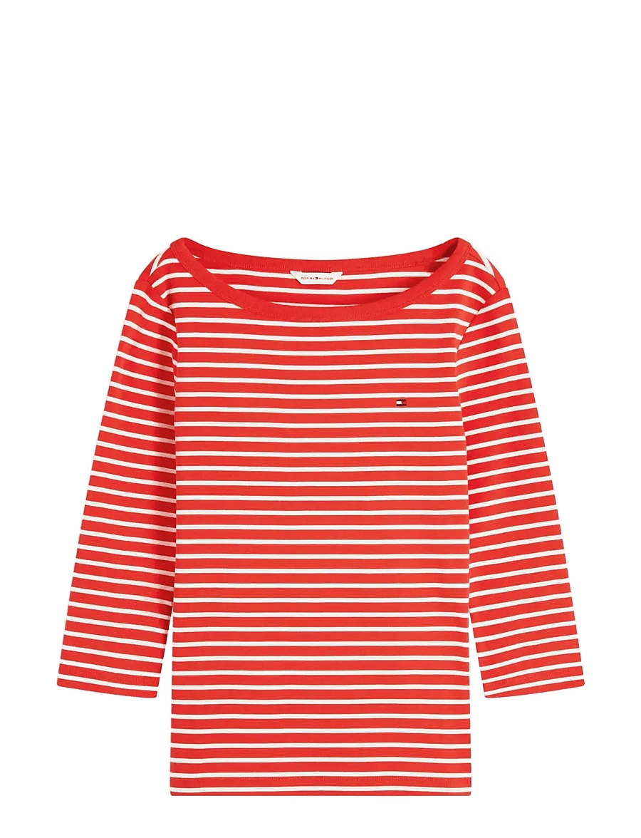 Tommy Hilfiger - CODY BOAT-NK 3/4 SLV TEE - langærmede toppe - breton fire red ecru stp - 1