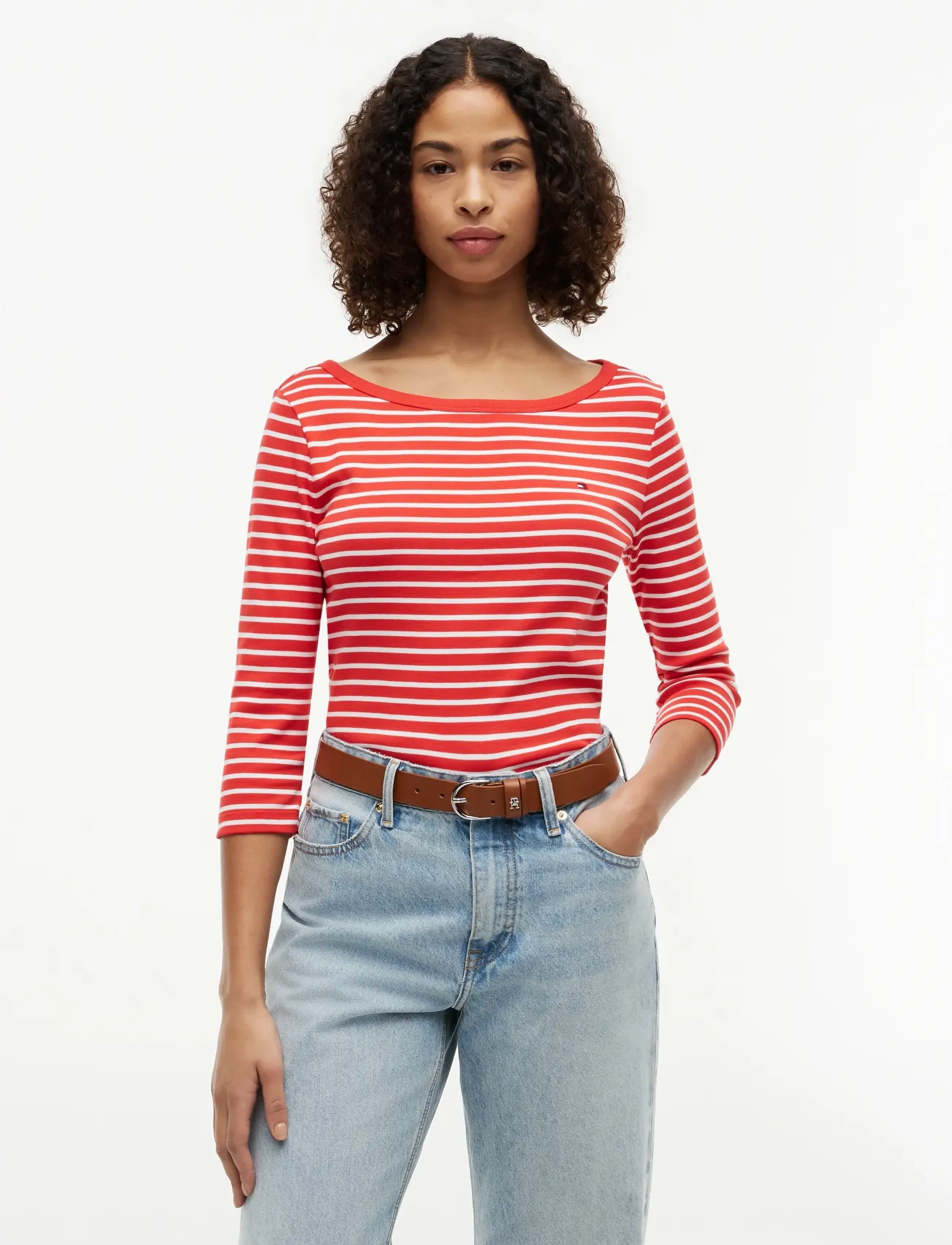 Tommy Hilfiger Cody Boat-Nk 3/4 Slv Tee, XS, T-shirts & Oberteile, Rot - Long-sleeved, Frauen