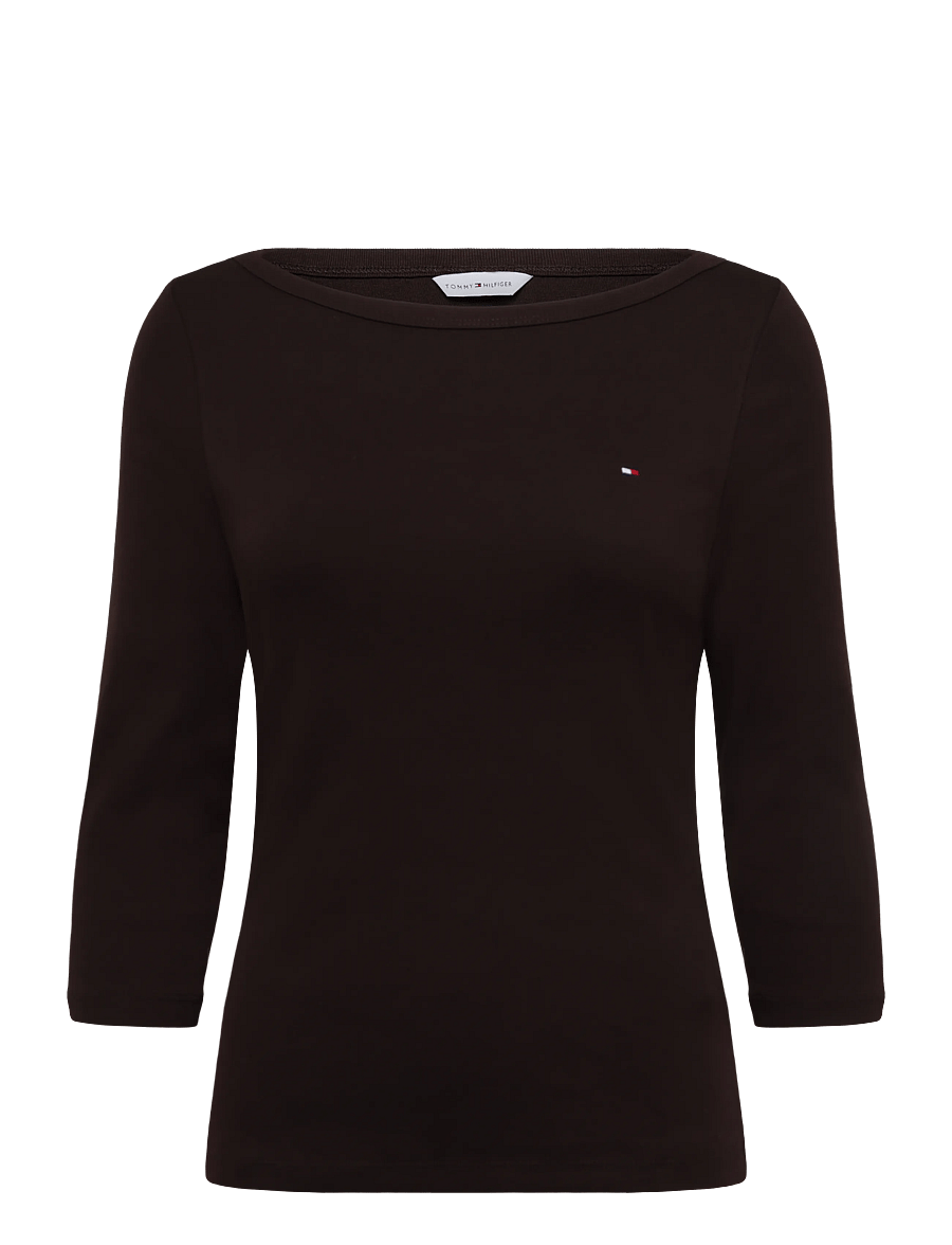 Tommy Hilfiger - CODY BOAT-NK 3/4 SLV TEE - långärmade toppar - chocolate - 1