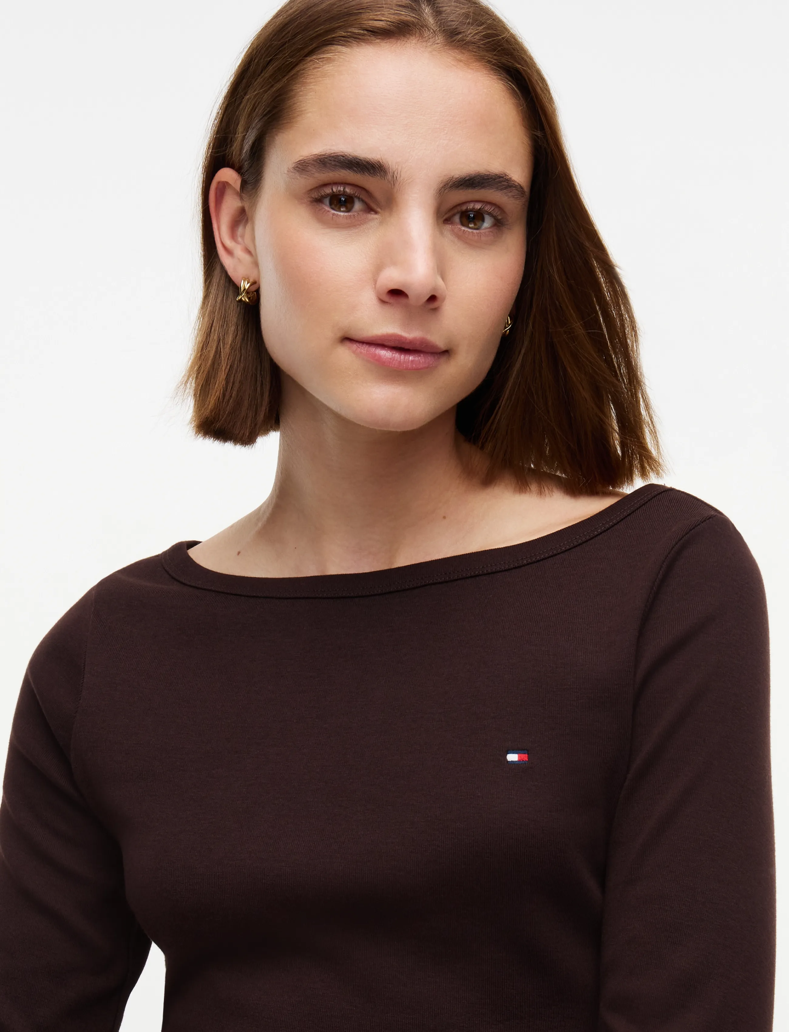 Tommy Hilfiger - CODY BOAT-NK 3/4 SLV TEE - långärmade toppar - chocolate - 4