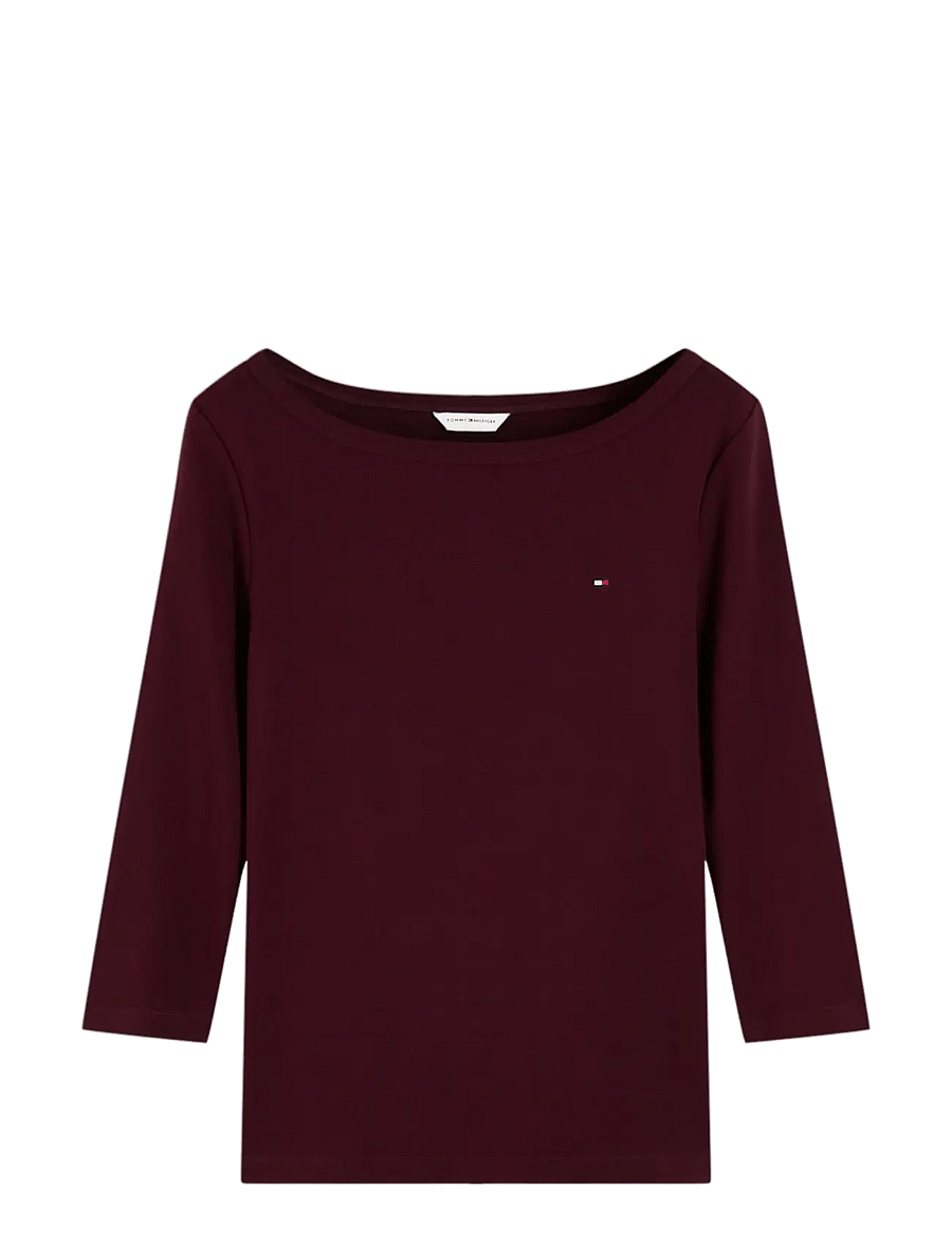 Tommy Hilfiger - CODY BOAT-NK 3/4 SLV TEE - langärmlige tops - deep burgundy - 1
