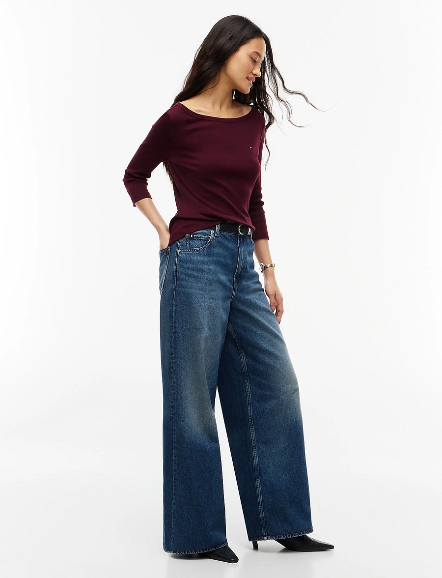 Tommy Hilfiger - CODY BOAT-NK 3/4 SLV TEE - langärmlige tops - deep burgundy - 4