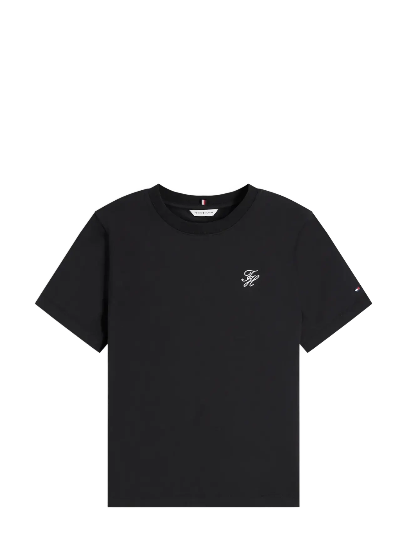 Tommy Hilfiger TH SCRIPT REG C-NK SS TEE - Kläder - BLACK / black