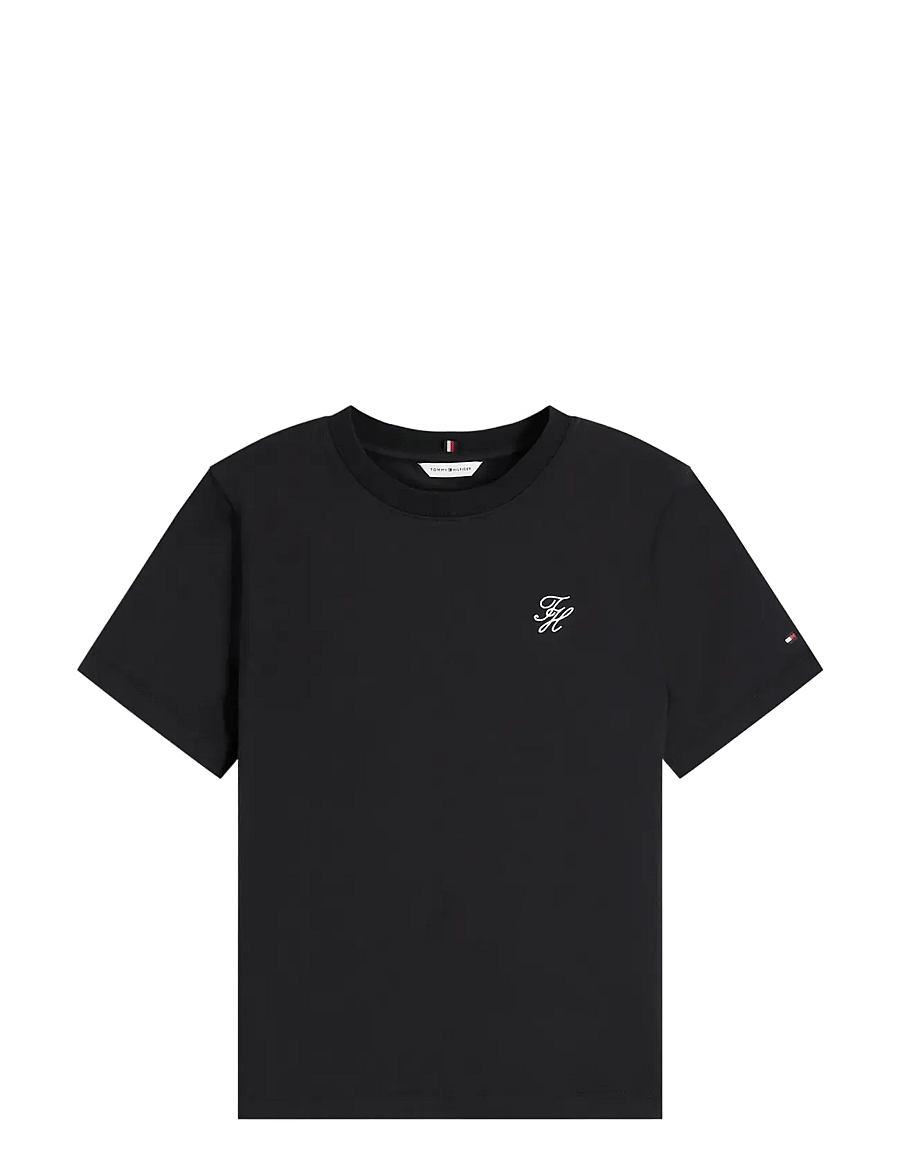 Tommy Hilfiger - TH SCRIPT REG C-NK SS TEE - t-shirts - black - 1