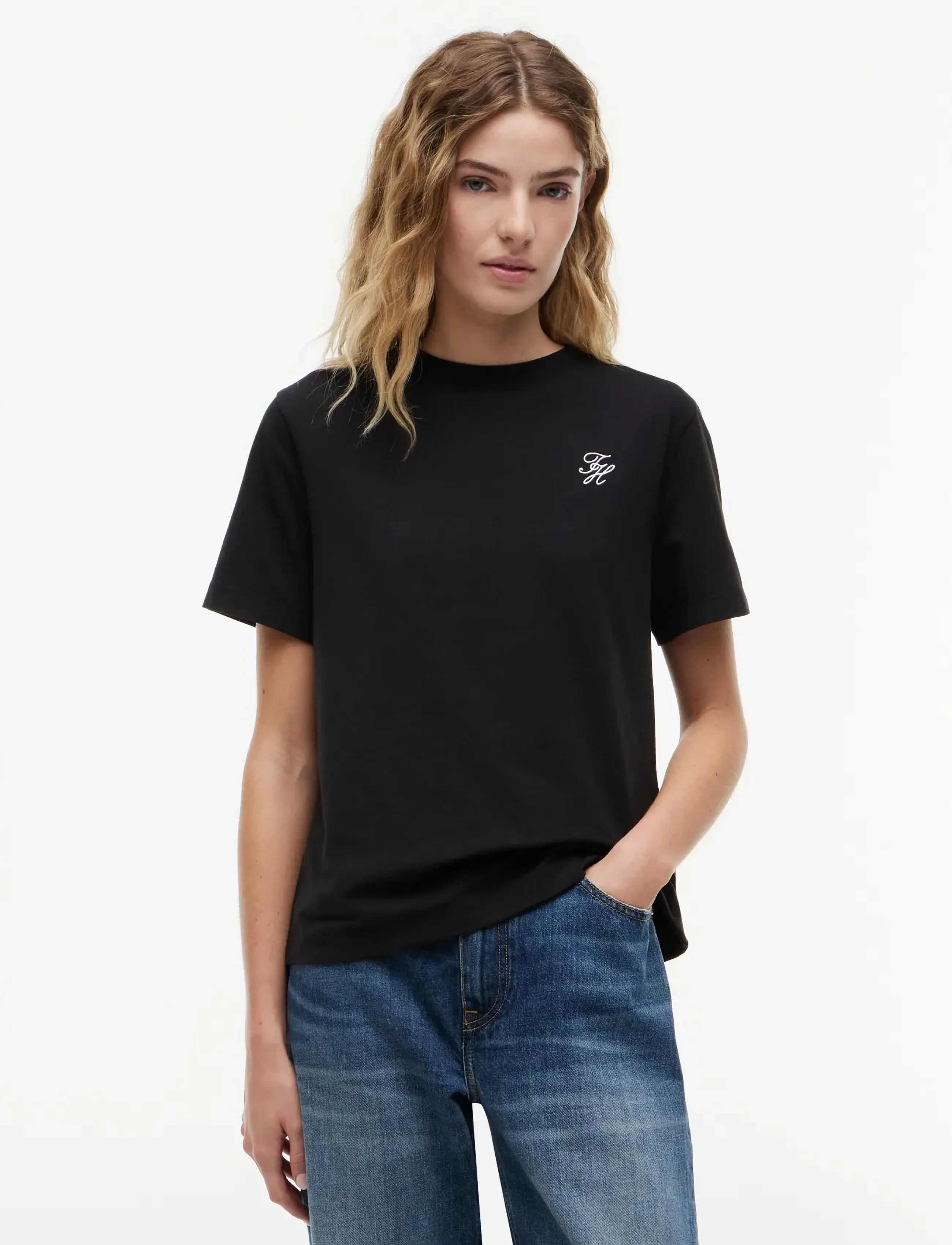 Tommy Hilfiger TH SCRIPT REG C-NK SS TEE - Tommy Hilfiger - BLACK / black