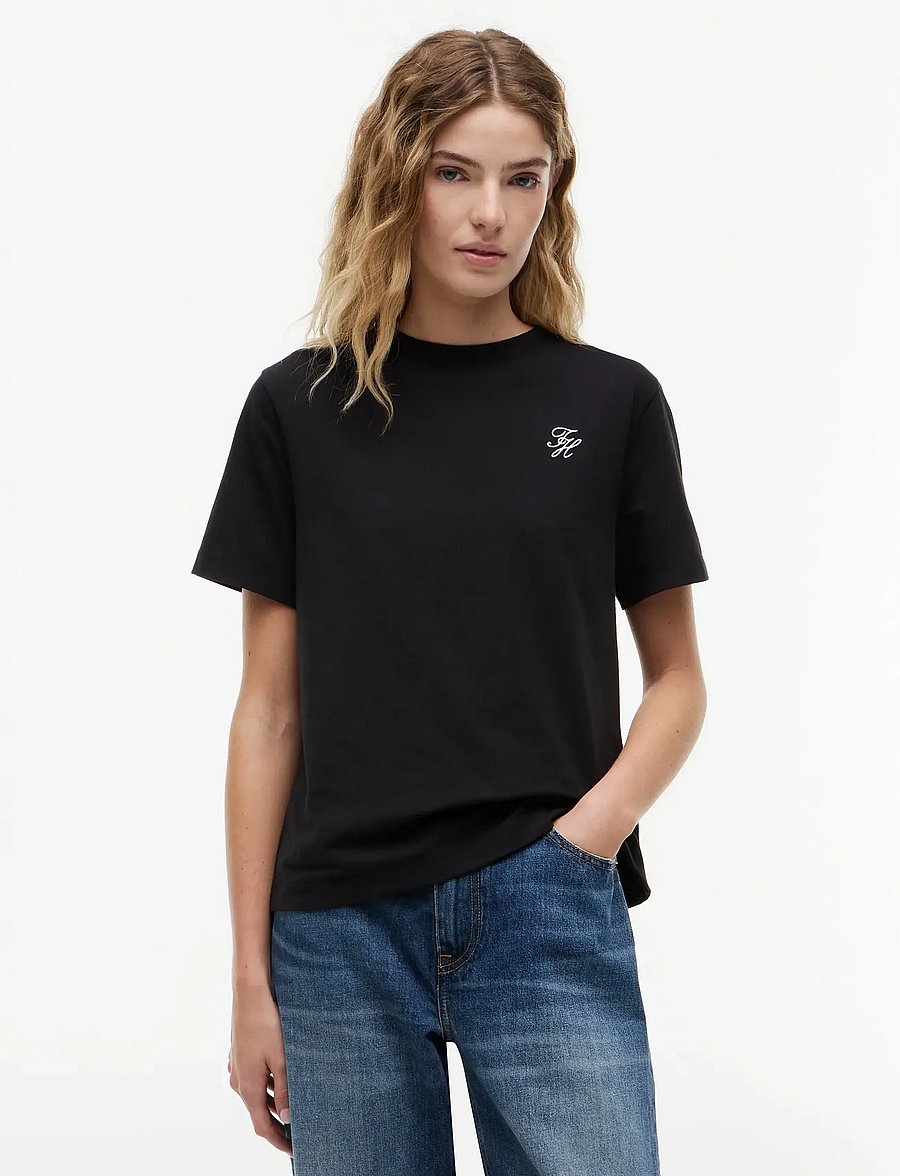 Tommy Hilfiger - TH SCRIPT REG C-NK SS TEE - t-shirts - black - 0