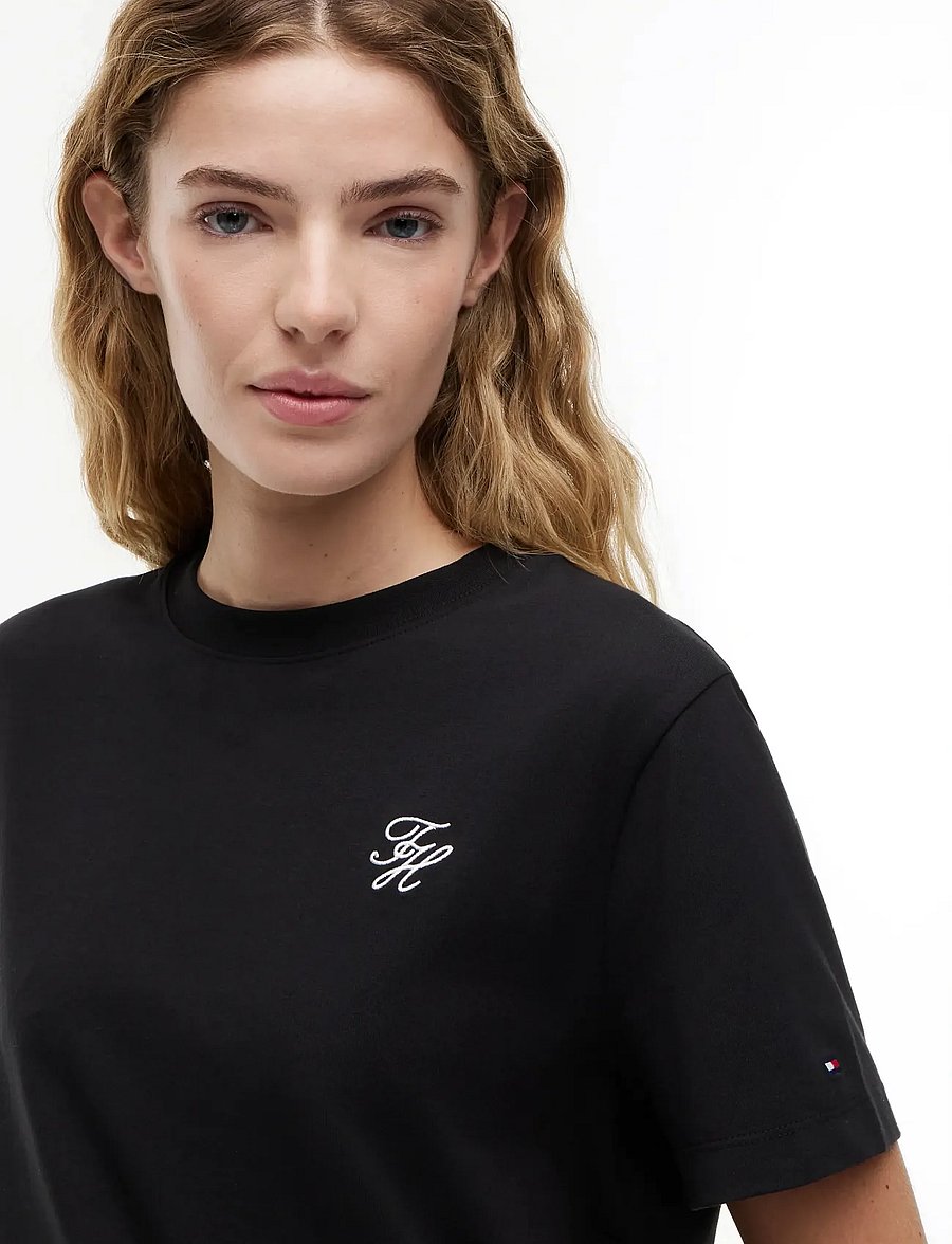 Tommy Hilfiger - TH SCRIPT REG C-NK SS TEE - t-shirts - black - 3