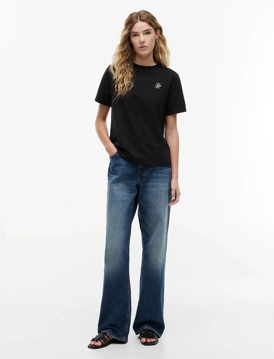 Tommy Hilfiger - TH SCRIPT REG C-NK SS TEE - t-shirts - black - 4