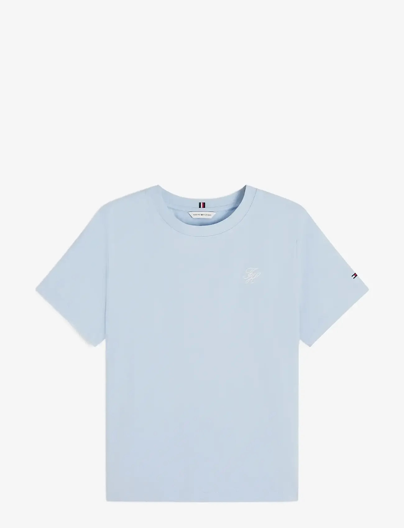 Tommy Hilfiger - TH SCRIPT REG C-NK SS TEE - t-shirts - breezy blue - 1