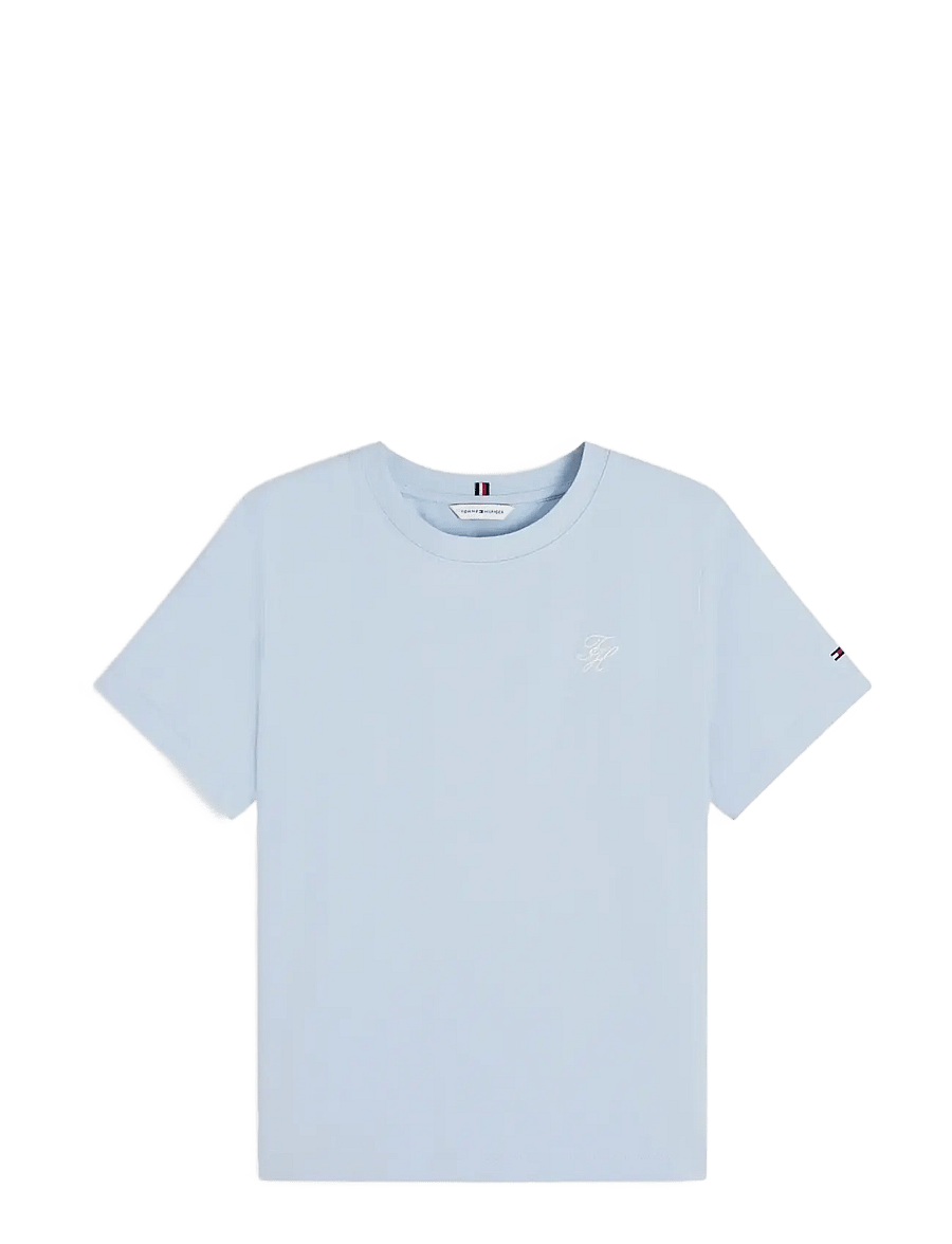 Tommy Hilfiger - TH SCRIPT REG C-NK SS TEE - t-shirts - breezy blue - 1