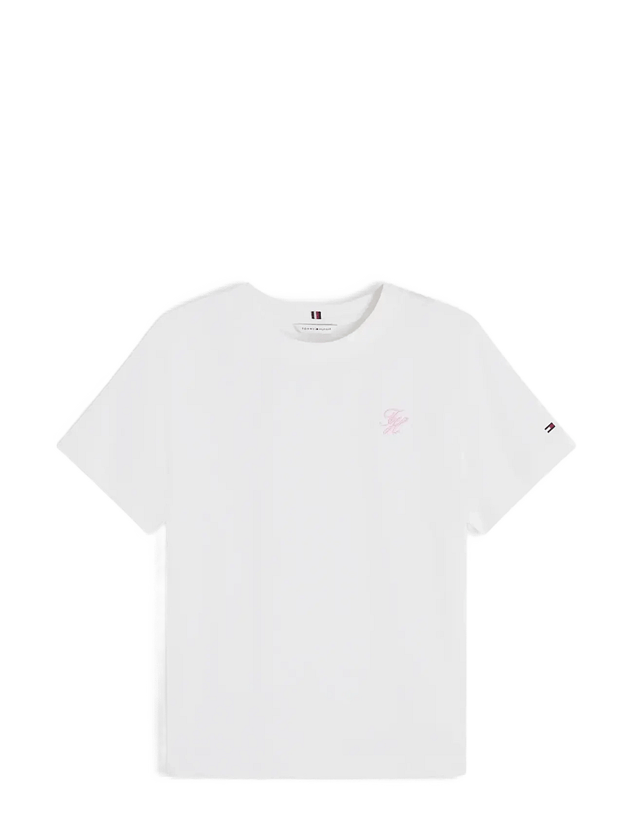 Tommy Hilfiger - TH SCRIPT REG C-NK SS TEE - t-shirts - ecru - 1