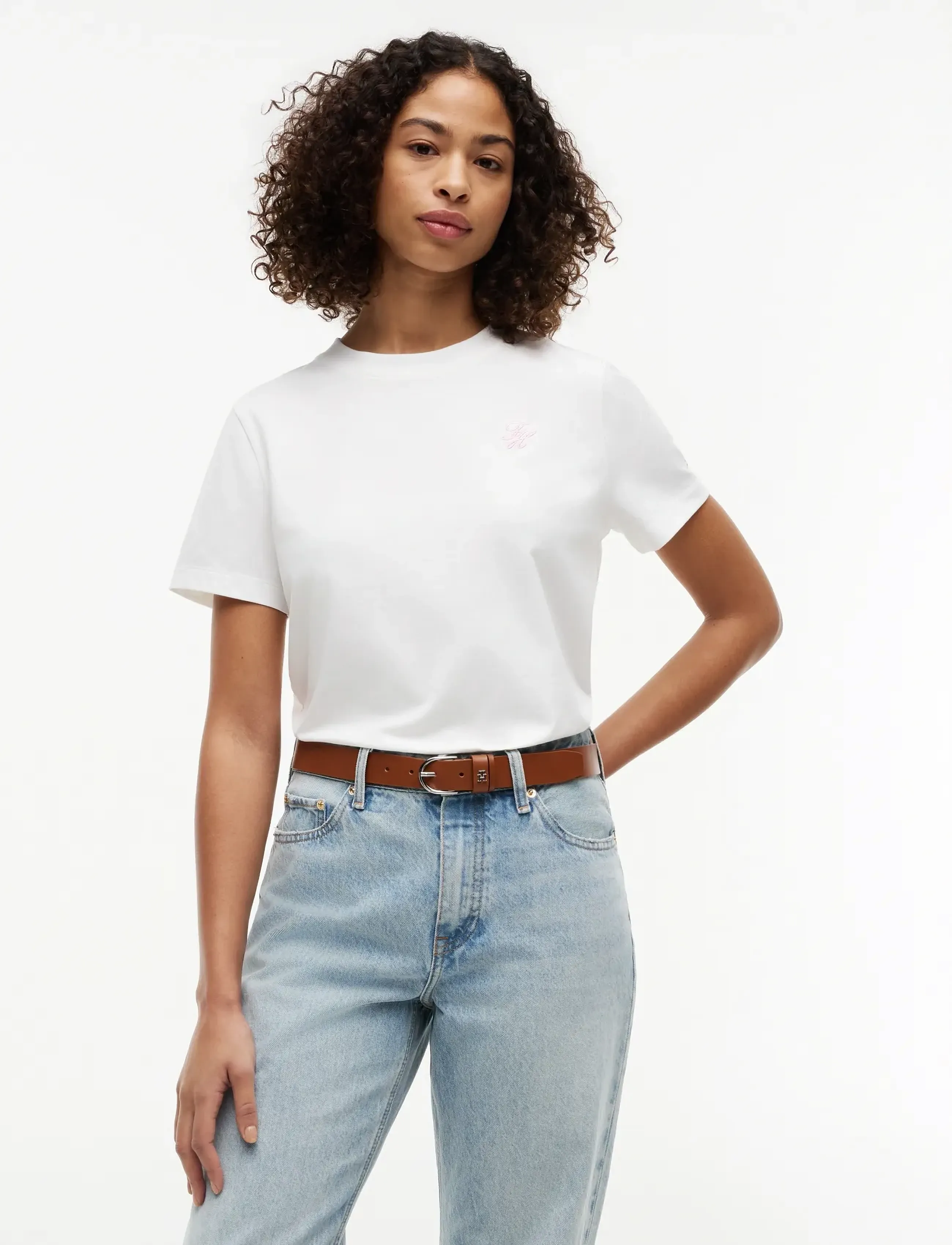 Tommy Hilfiger TH SCRIPT REG C-NK SS TEE - Tommy Hilfiger - ECRU / white