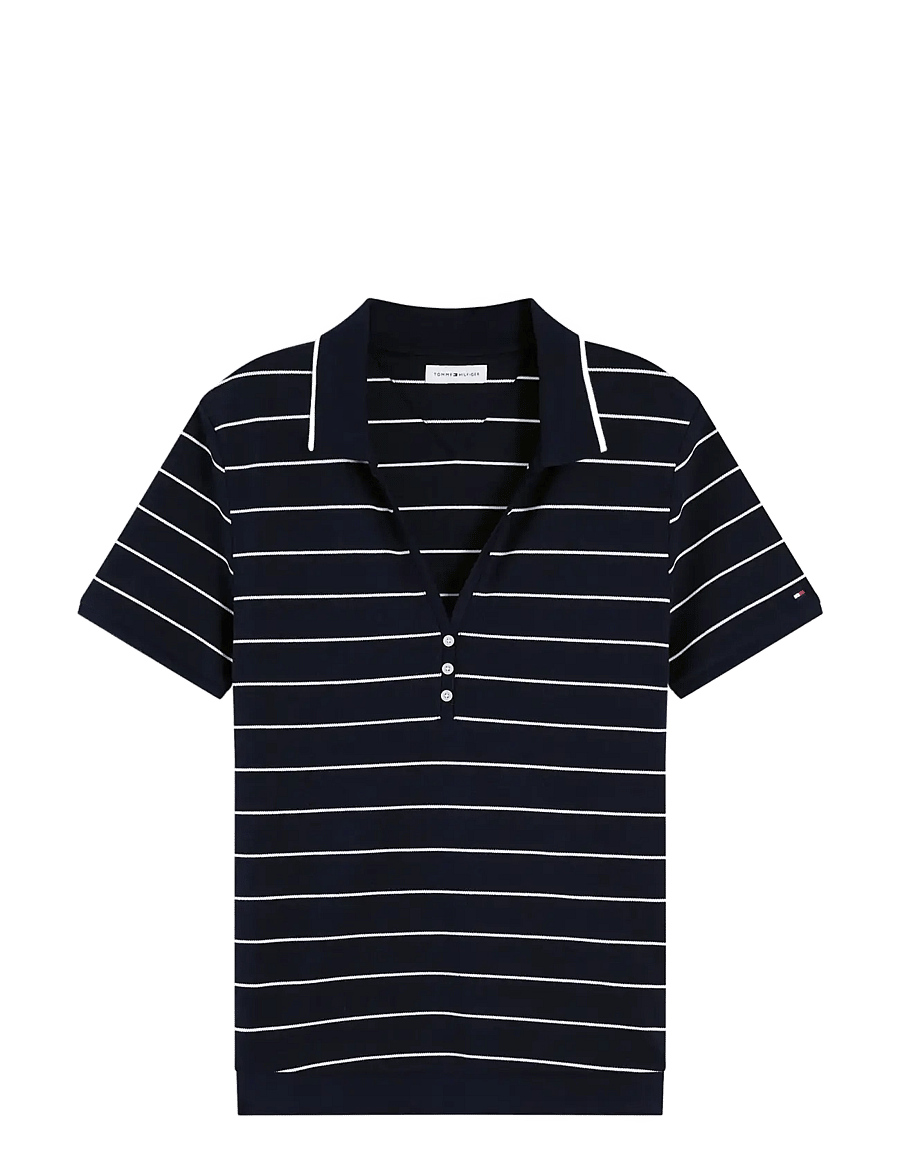 Tommy Hilfiger - LYOCELL PQ HENLEY SS POLO - poloshirts - fine stp dark night navy white - 1