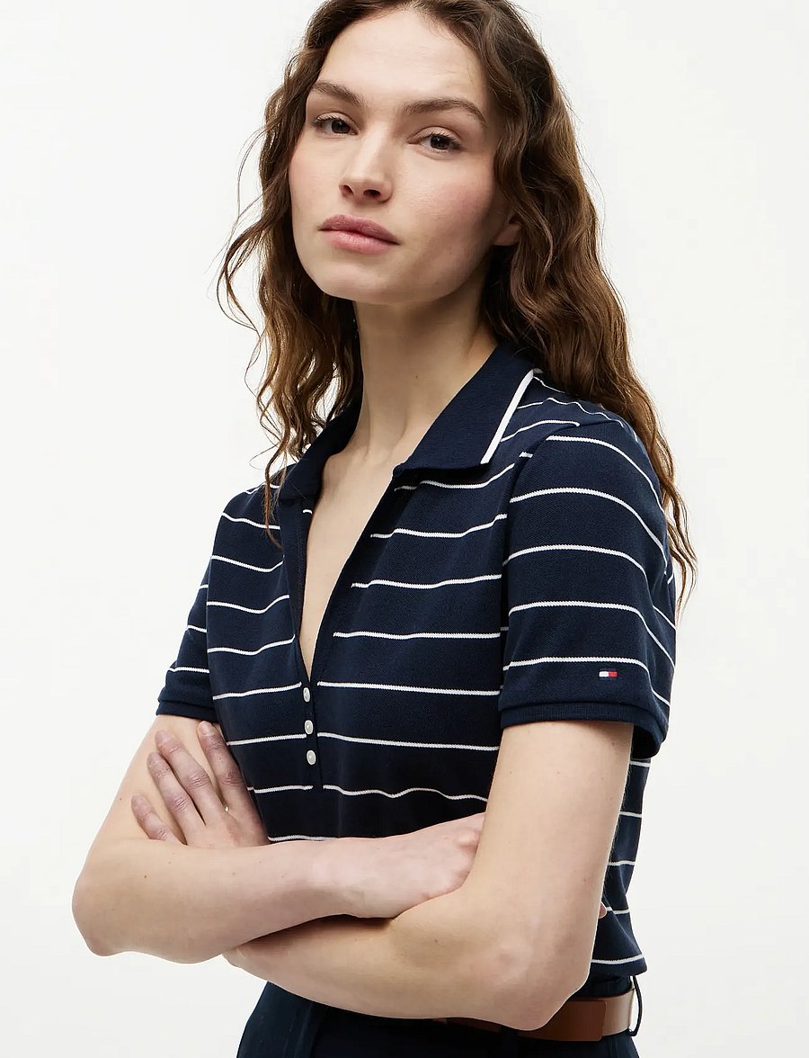 Tommy Hilfiger - LYOCELL PQ HENLEY SS POLO - poloshirts - fine stp dark night navy white - 3