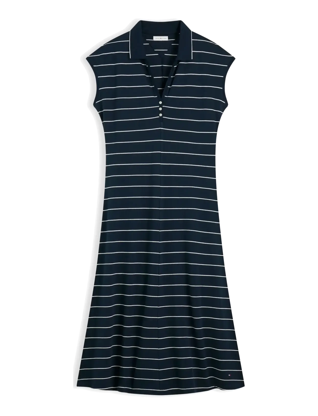Tommy Hilfiger - LYOCELL PQ HENLEY MIDI POLO DRS - midikleider - fine stp dark night navy   white - 1