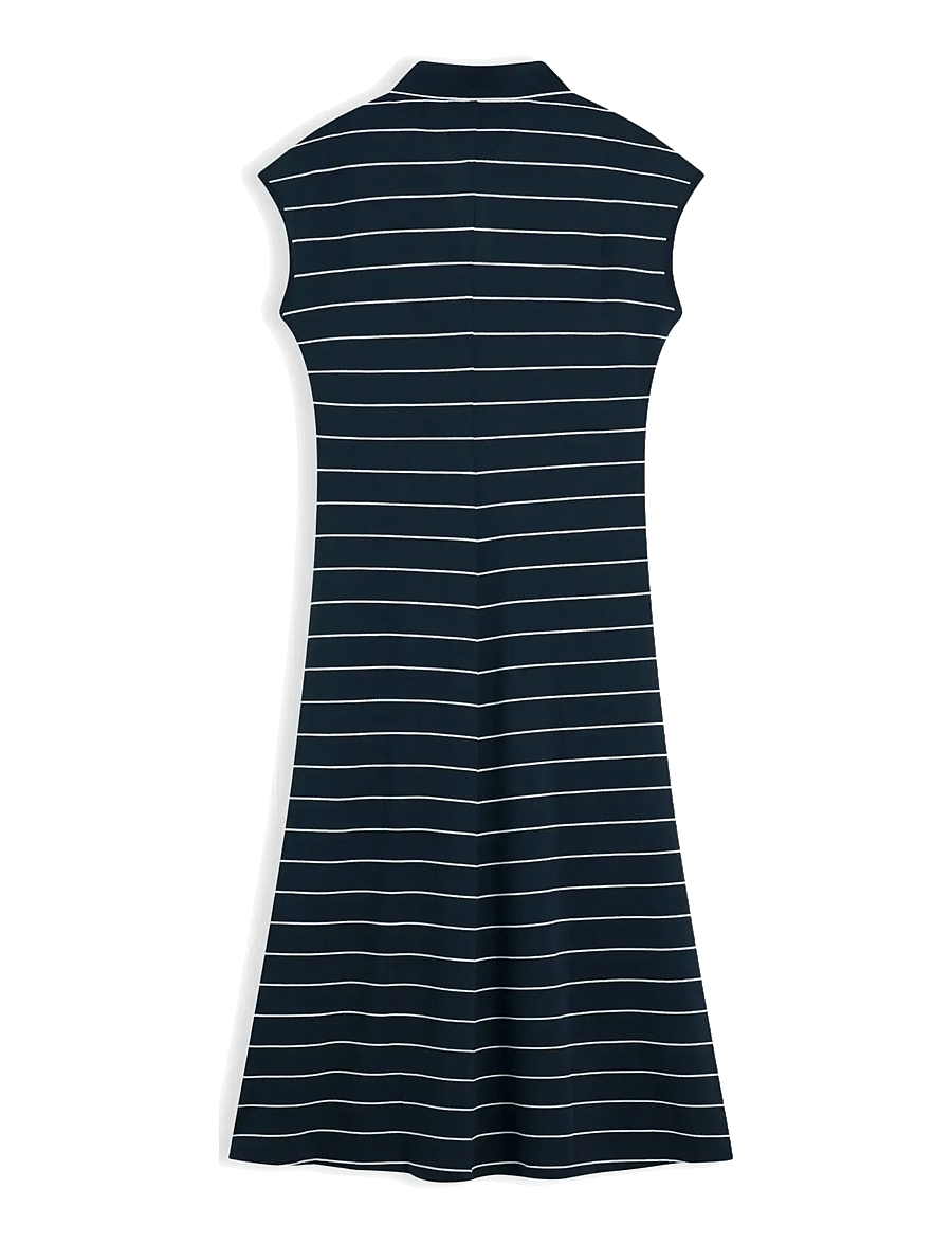 Tommy Hilfiger - LYOCELL PQ HENLEY MIDI POLO DRS - midikleider - fine stp dark night navy white - 2