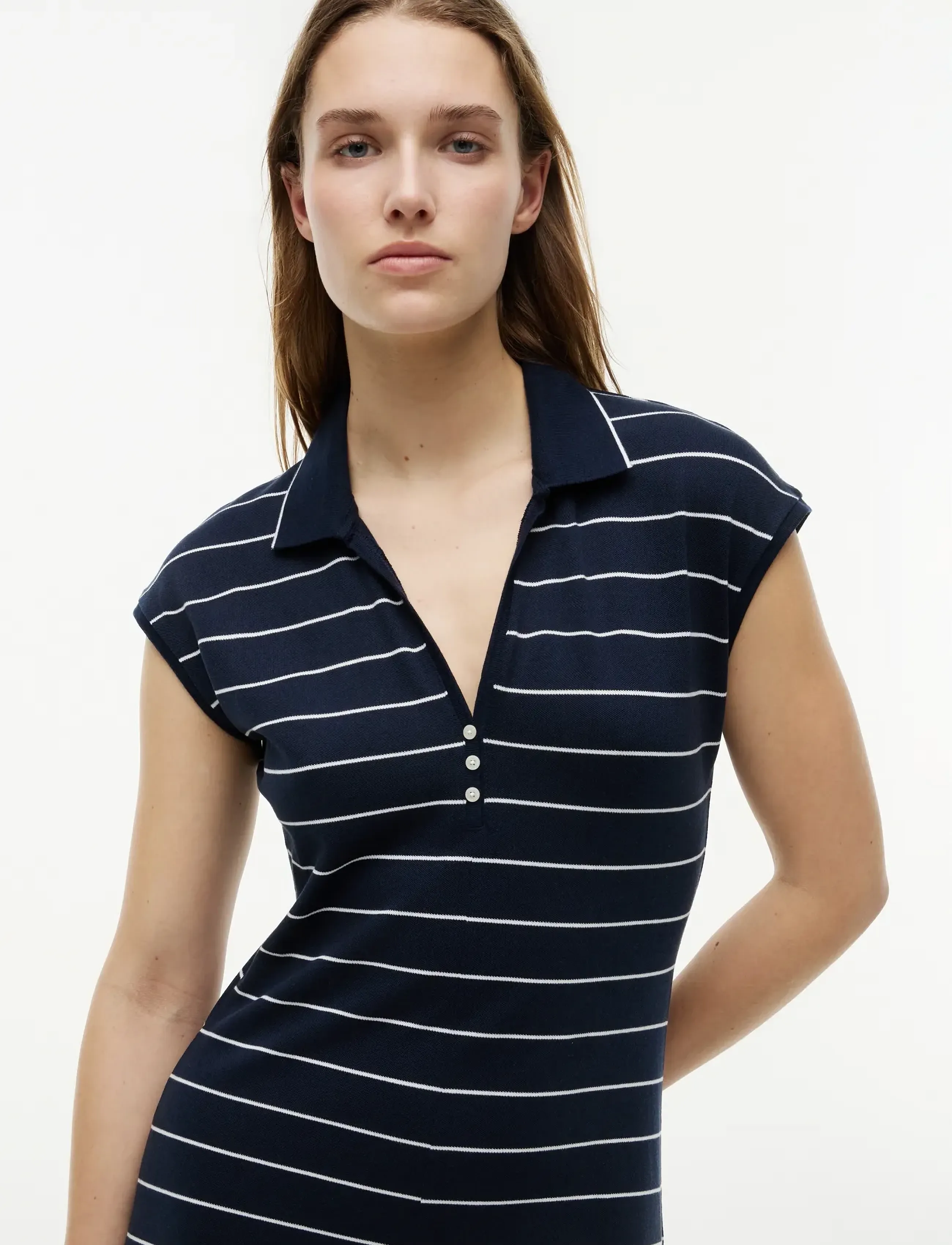 Tommy Hilfiger Lyocell Pq Henley Midi Polo Drs, S, Dresses, Marineblau - Knee-length & Midi, Frauen