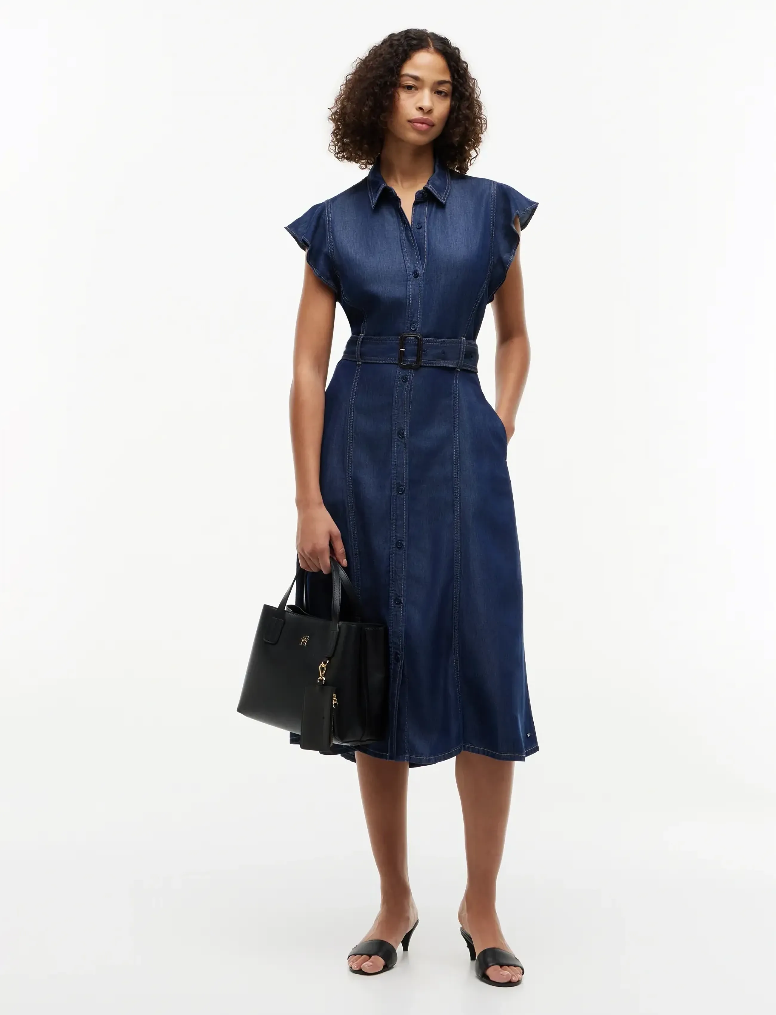 Tommy Hilfiger VOLANT F&F MIDI DRESS LENY SS - Tommy Hilfiger - LENY / blue