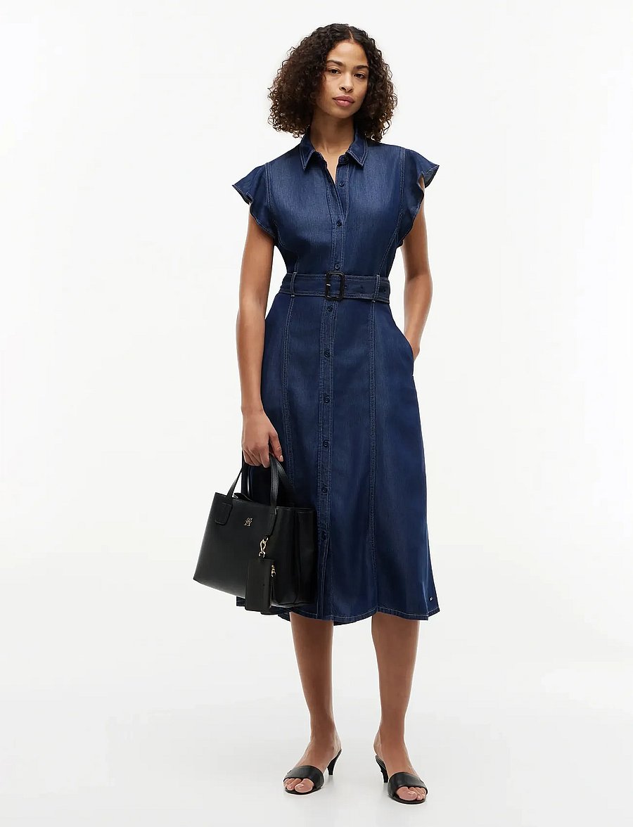 Tommy Hilfiger - VOLANT F&F MIDI DRESS LENY SS - robes chemises - leny - 0