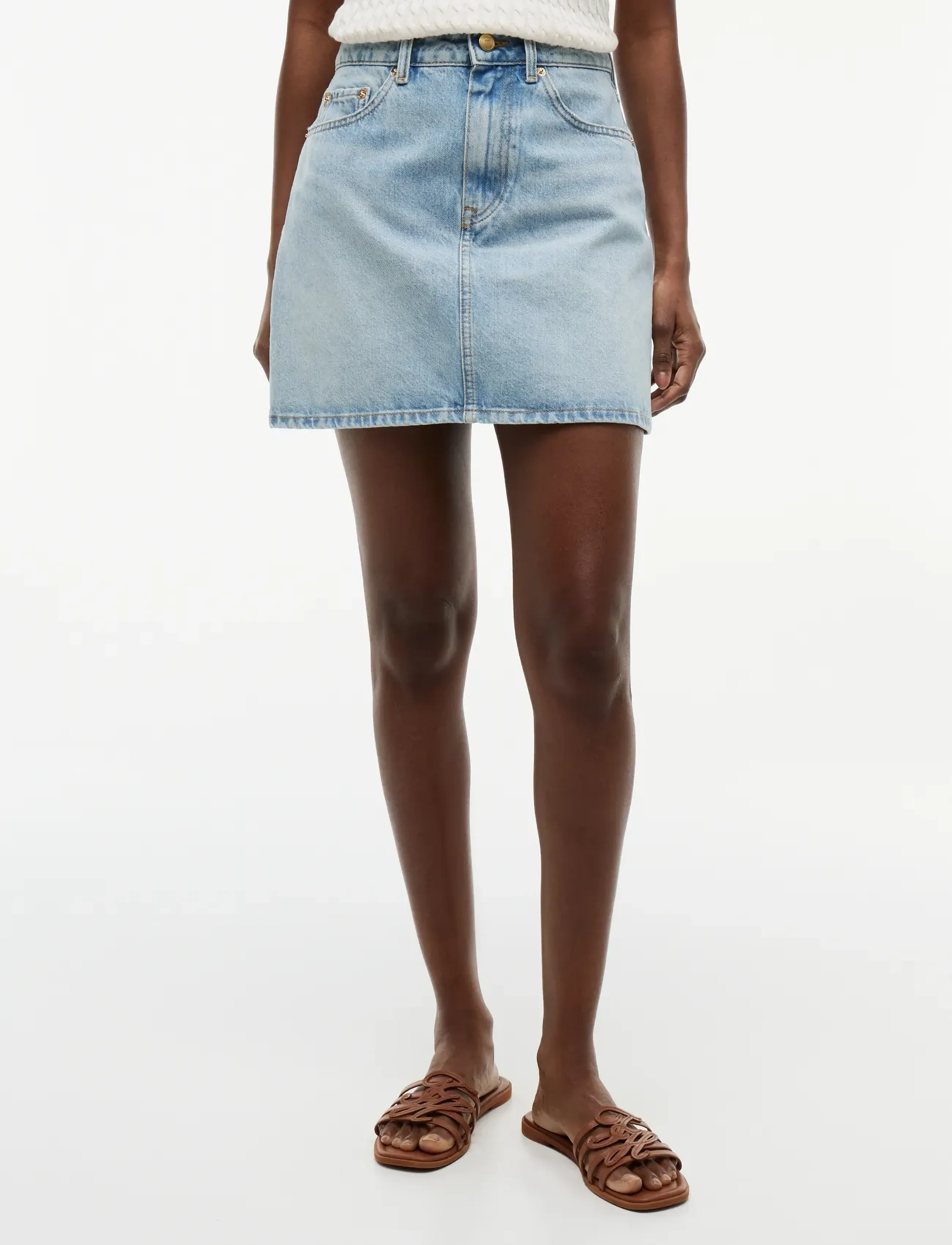 Tommy Hilfiger Mini Skirt Cam Light Hw, M, Blue, Nederdele > Korte Nederdele, Dame