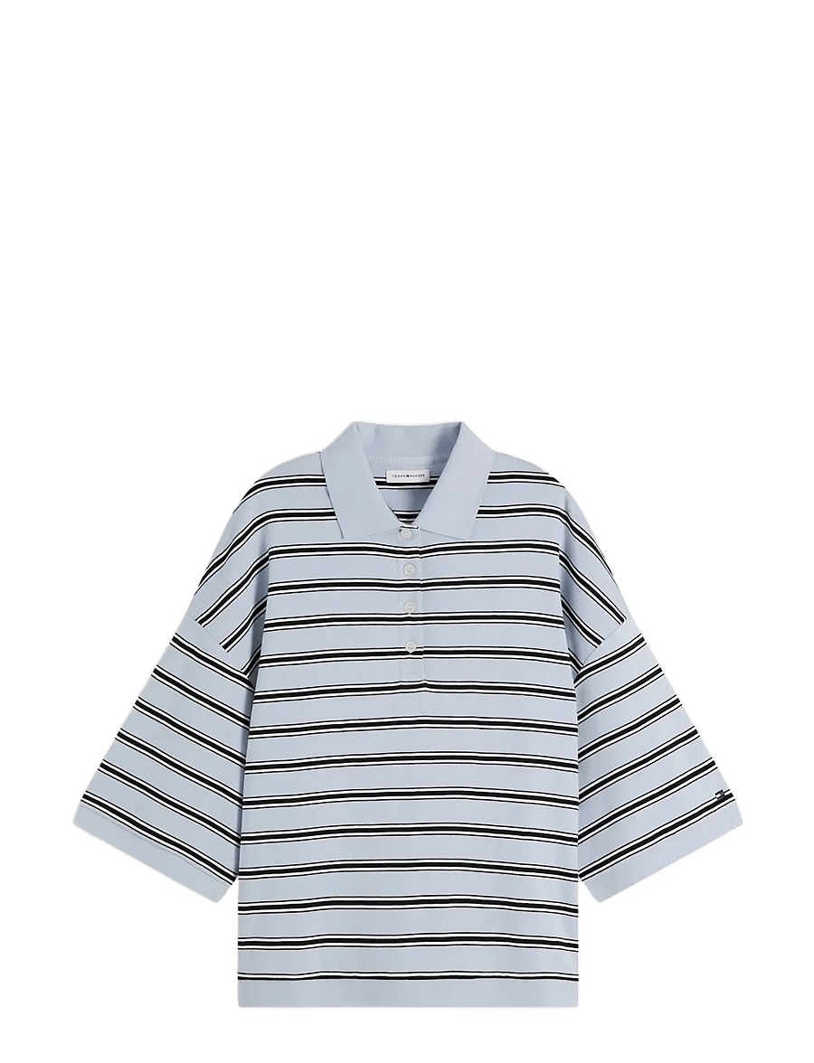Tommy Hilfiger - MULTISTP OVERSIZED SS POLO - polosärgid - multi stp breezy blue ecru black - 1