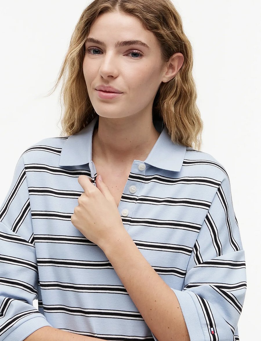 Tommy Hilfiger - MULTISTP OVERSIZED SS POLO - polosärgid - multi stp breezy blue ecru black - 3