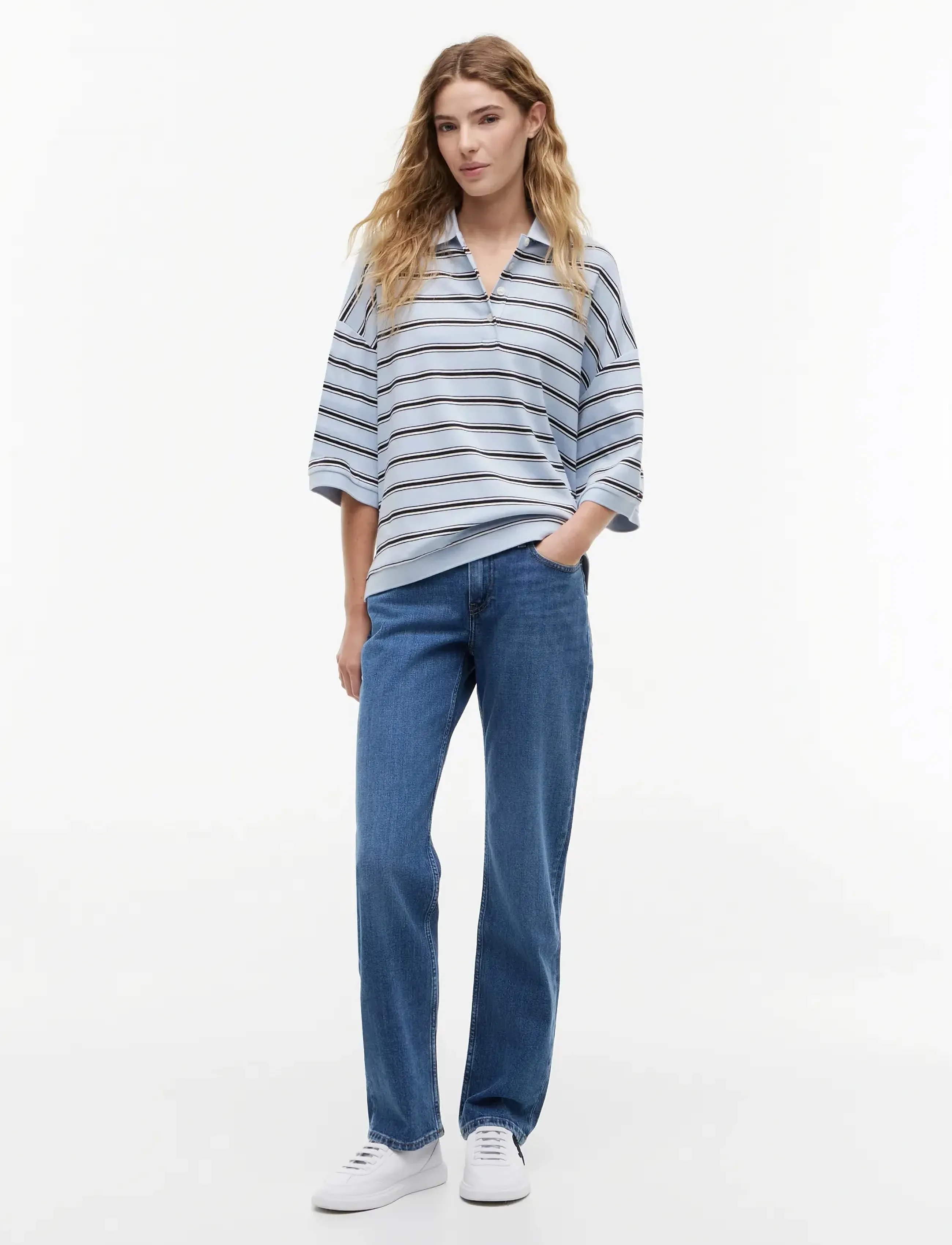 Tommy Hilfiger - MULTISTP OVERSIZED SS POLO - poloer - multi stp breezy blue   ecru black - 4