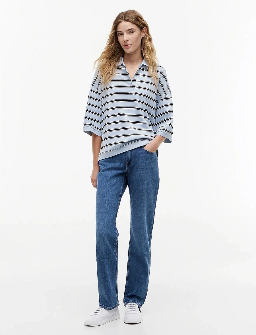 Tommy Hilfiger - MULTISTP OVERSIZED SS POLO - polosärgid - multi stp breezy blue ecru black - 4