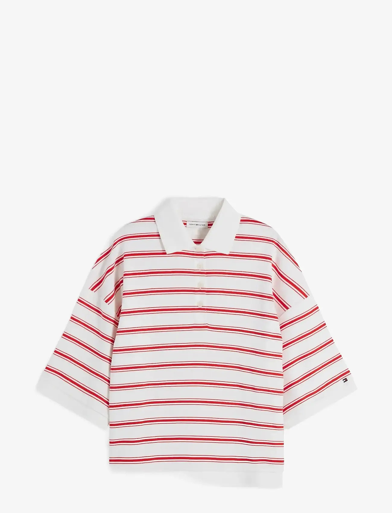 Tommy Hilfiger - MULTISTP OVERSIZED SS POLO - polosärgid - multi stp ecru   fire red - 1