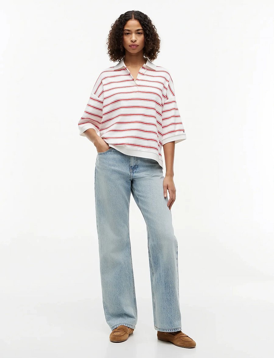 Tommy Hilfiger - MULTISTP OVERSIZED SS POLO - pikéer - multi stp ecru fire red - 4