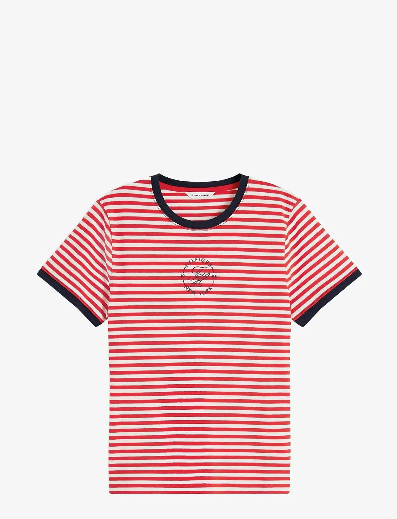 Tommy Hilfiger - TH ROUNDAL REG C-NK SS TEE - t-shirts - breton fire red   ecru stp - 1