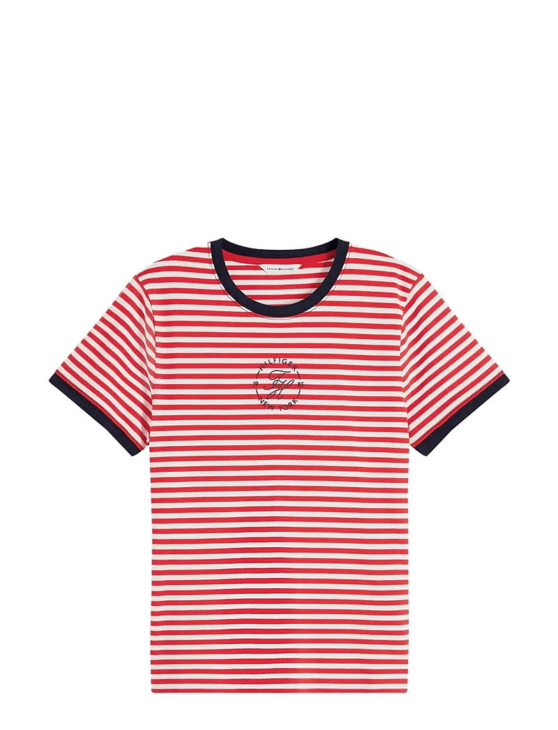 Tommy Hilfiger - TH ROUNDAL REG C-NK SS TEE - t-shirts - breton fire red ecru stp - 1