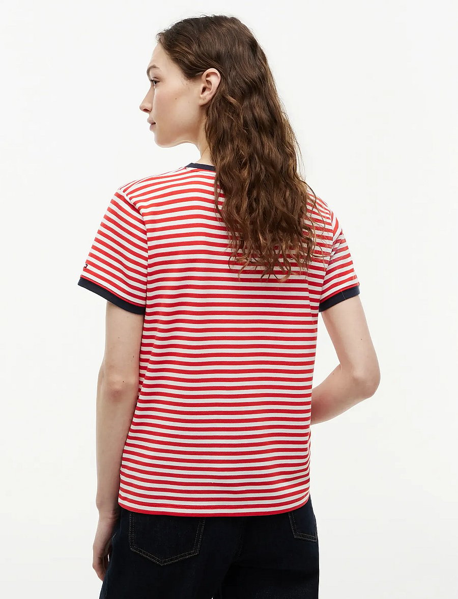Tommy Hilfiger - TH ROUNDAL REG C-NK SS TEE - t-shirts - breton fire red ecru stp - 2