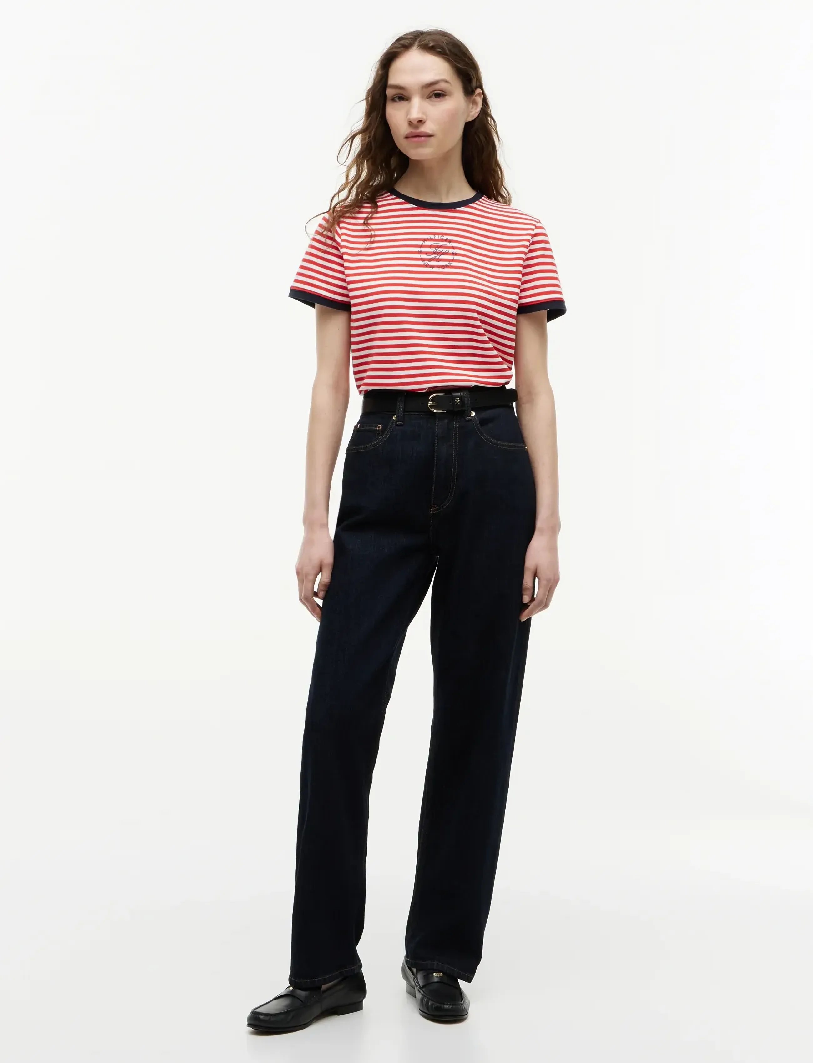 Tommy Hilfiger - TH ROUNDAL REG C-NK SS TEE - t-shirts - breton fire red   ecru stp - 4