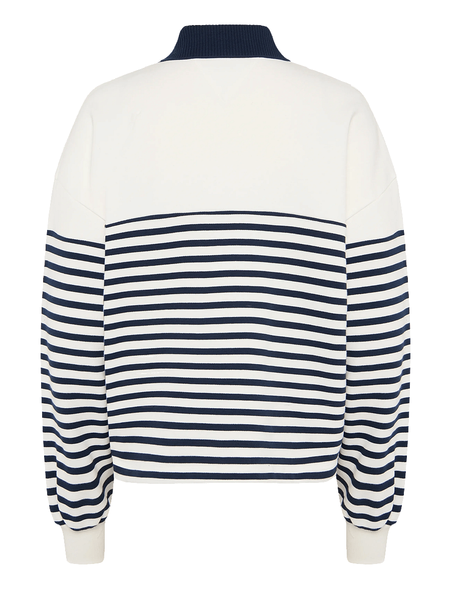 Tommy Hilfiger - TH ROUNDAL COLLAR SWTSHT - sweatshirts - wide strp ecru dark night navy - 1