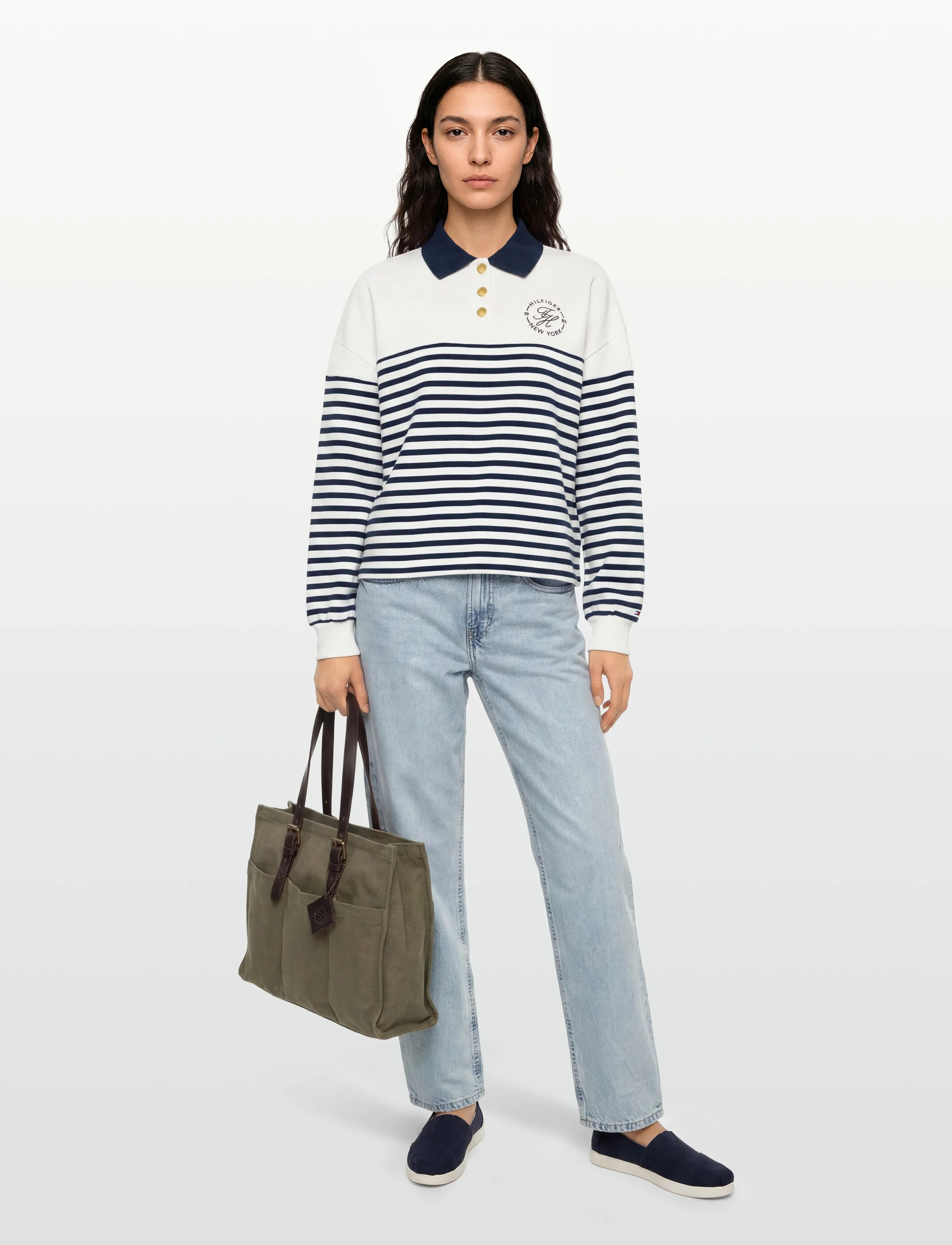 Tommy Hilfiger Th Roundal Collar Swtsht, XS, Cream, Strik > Trøjer, Dame