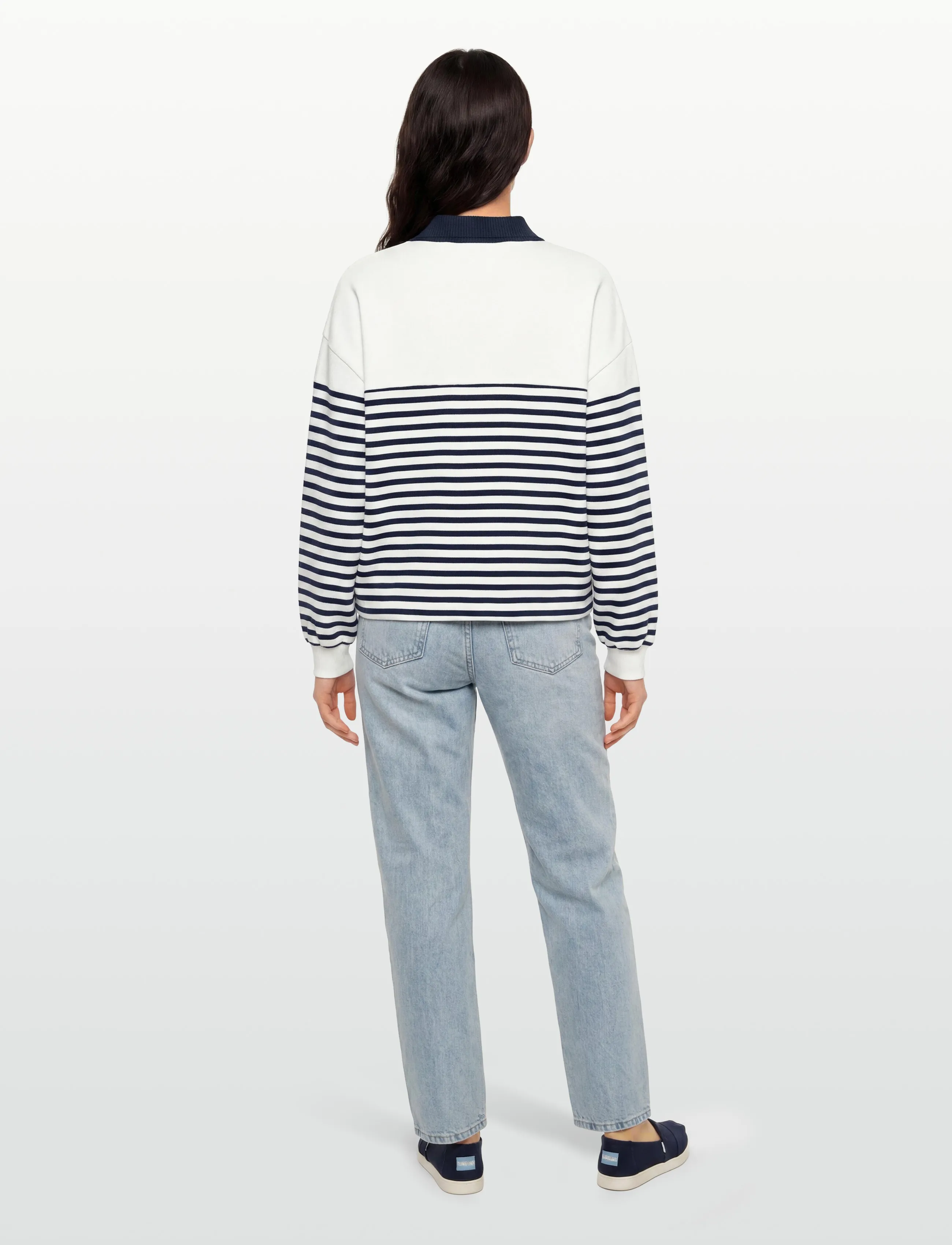 Tommy Hilfiger - TH ROUNDAL COLLAR SWTSHT - sweatshirts - wide strp ecru   dark night navy - 4