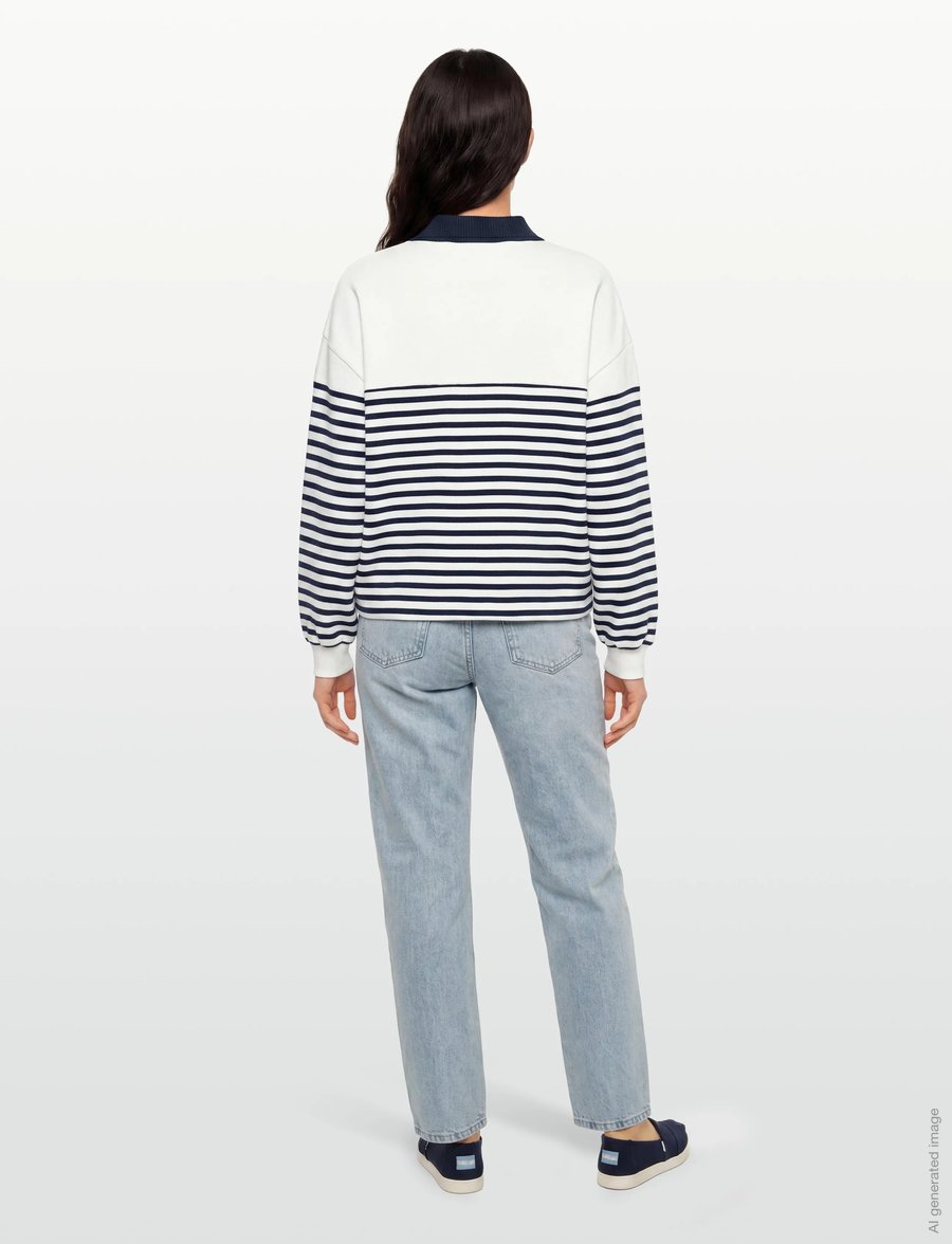Tommy Hilfiger - TH ROUNDAL COLLAR SWTSHT - sweatshirts - wide strp ecru dark night navy - 4