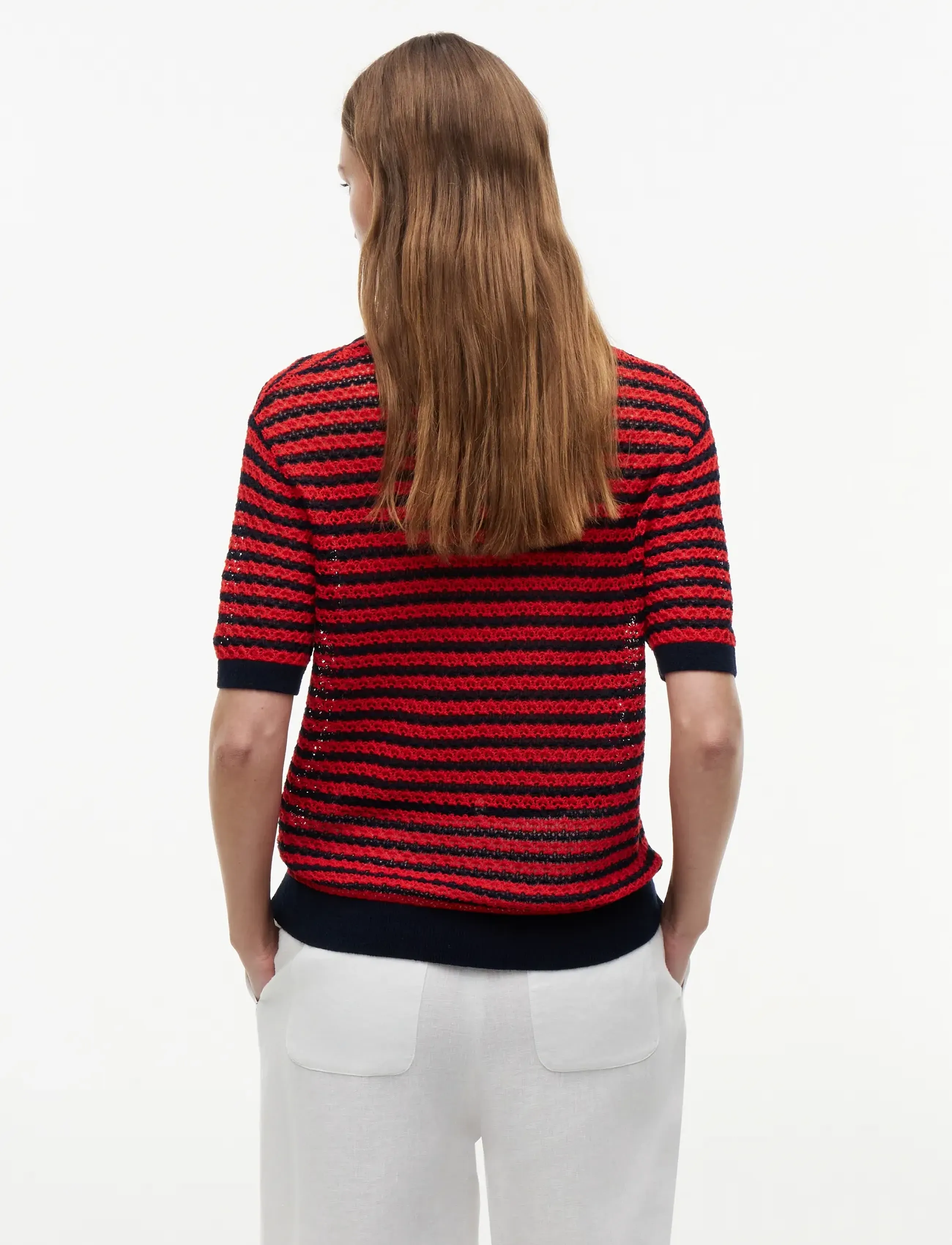 Tommy Hilfiger - POINTELLE V-NK POLO SS - dark n navy fire red stp - 2