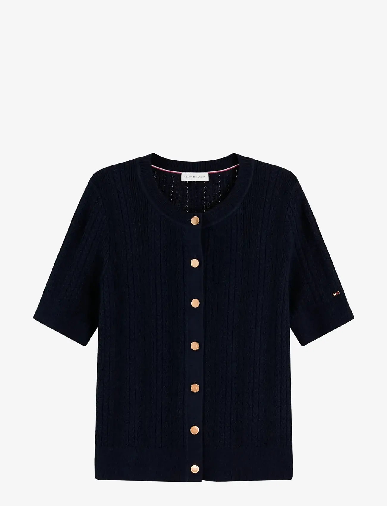 Tommy Hilfiger - SUMMER CABLE C NK CARDI S/S - cardigans - dark night navy - 1
