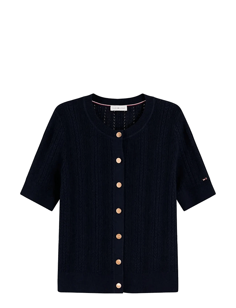 Tommy Hilfiger - SUMMER CABLE C NK CARDI S/S - cardigans - dark night navy - 1