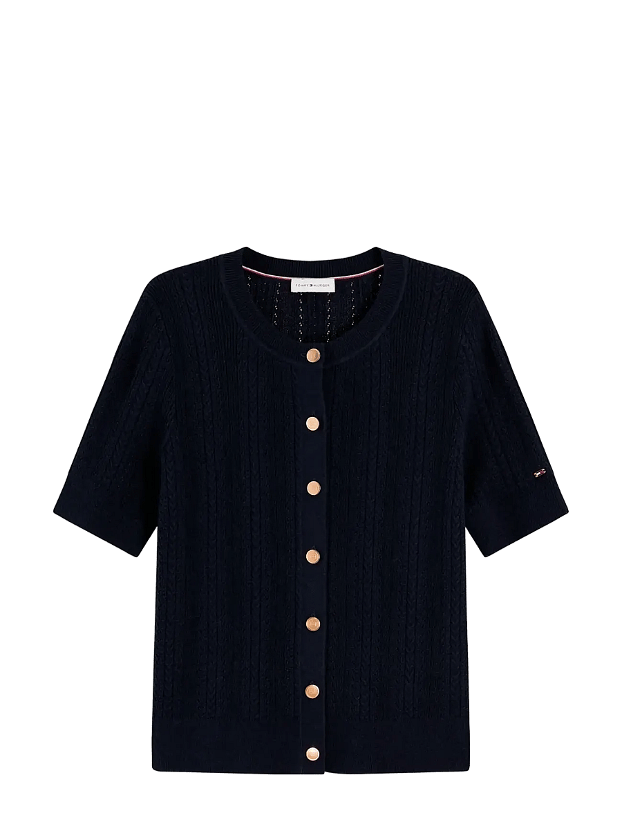 Tommy Hilfiger - SUMMER CABLE C NK CARDI S/S - cardigans - dark night navy - 1
