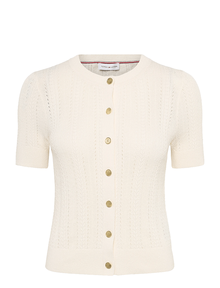 Tommy Hilfiger - SUMMER CABLE C NK CARDI S/S - cardigans - ivory petal - 0