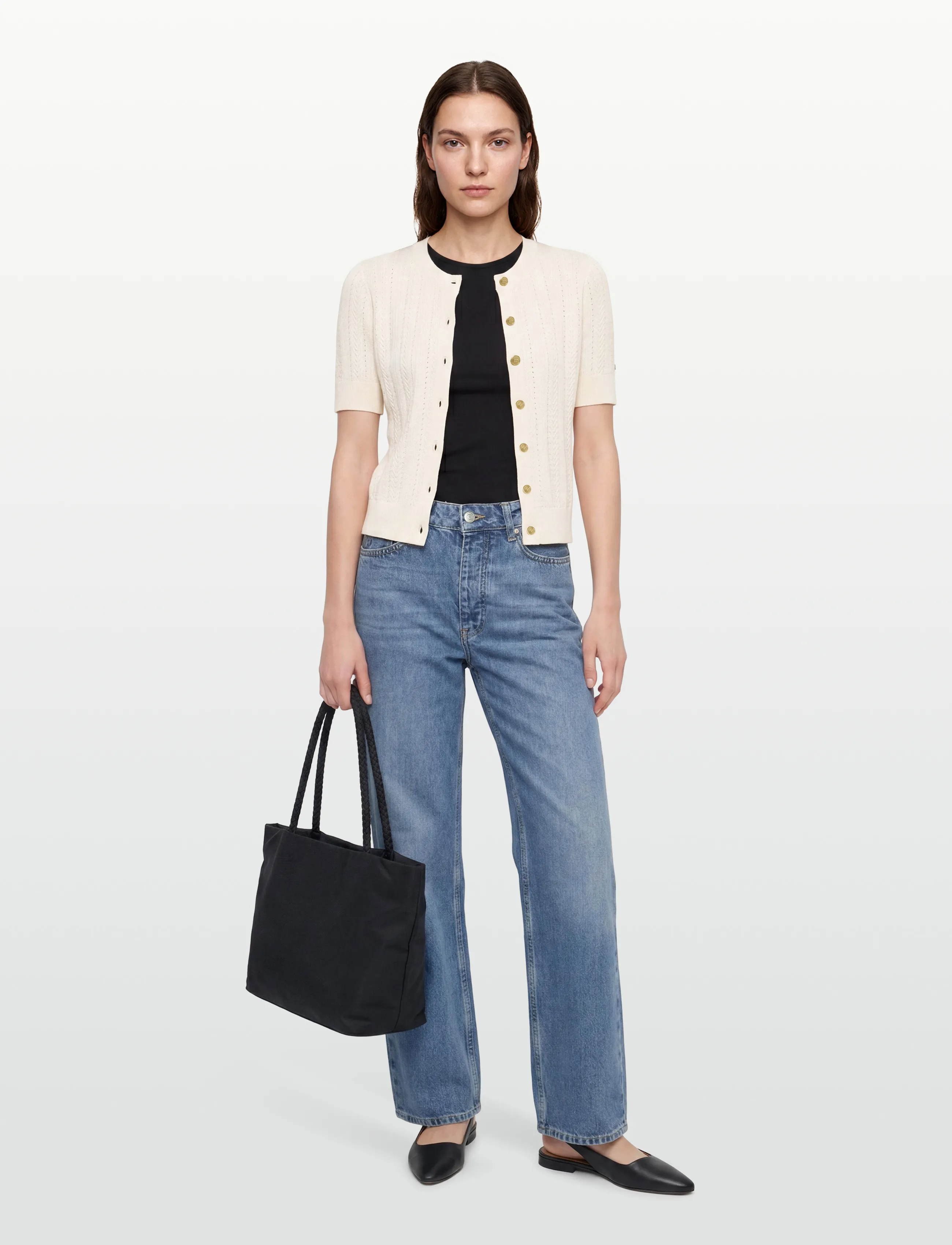 Tommy Hilfiger Summer Cable C Nk Cardi S/S, XXS, Knitwear, Creme - Cardigans, Frauen