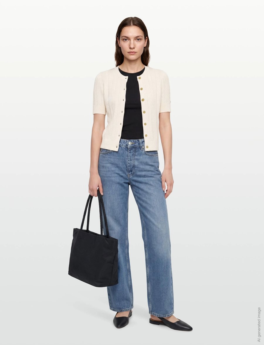 Tommy Hilfiger - SUMMER CABLE C NK CARDI S/S - swetry rozpinane - ivory petal - 0