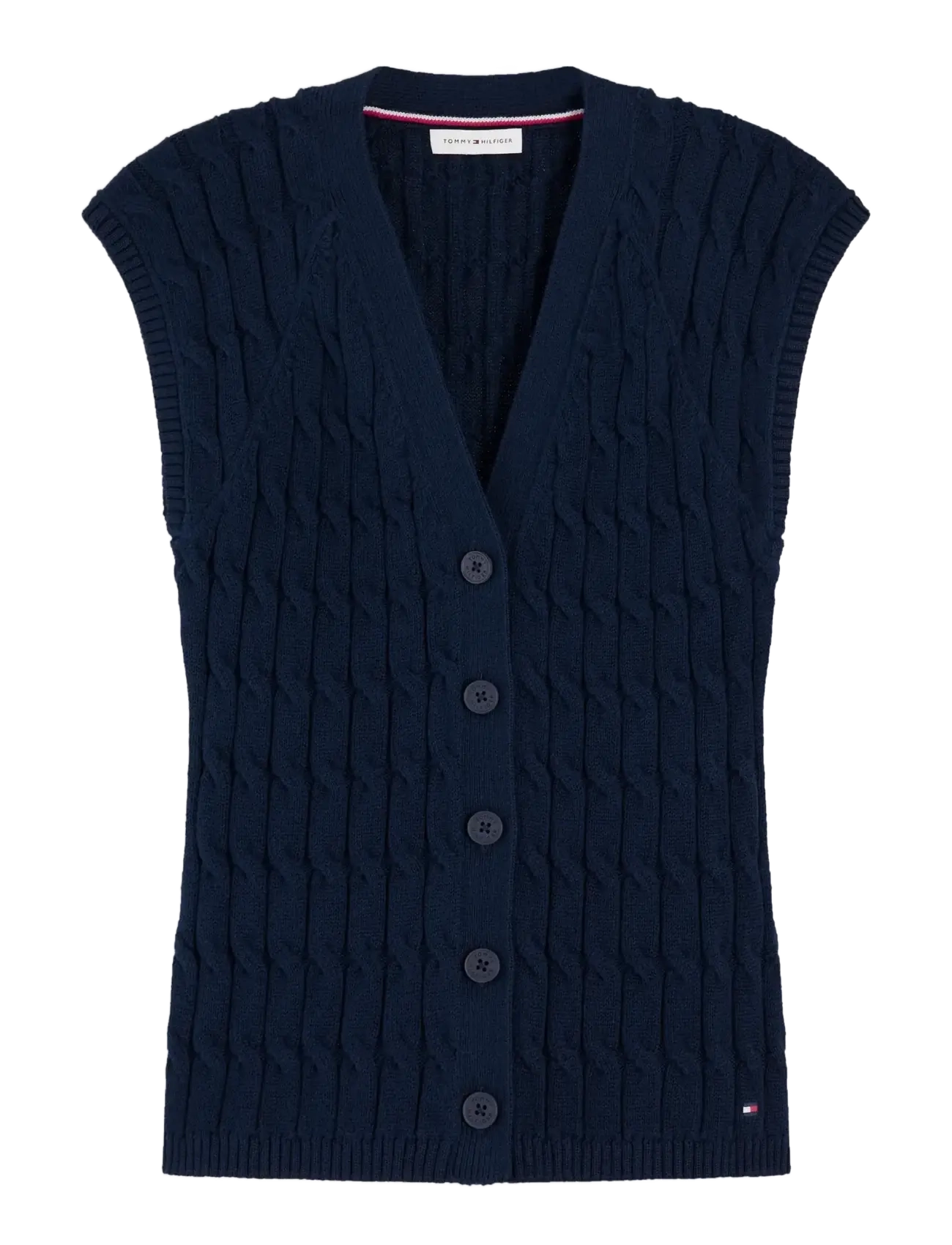 Tommy Hilfiger MID GG CABLE VEST CARDI - Riided - DARK NIGHT NAVY / navy