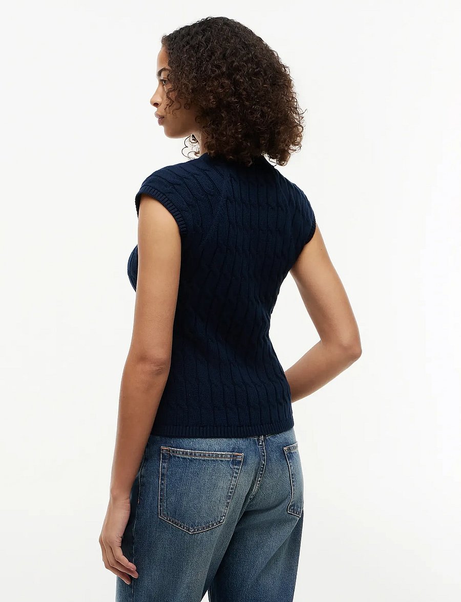Tommy Hilfiger - MID GG CABLE VEST CARDI - kootud vestid - dark night navy - 2