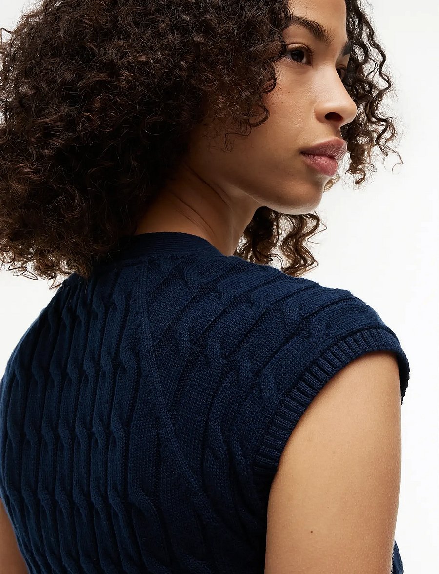 Tommy Hilfiger - MID GG CABLE VEST CARDI - kootud vestid - dark night navy - 3